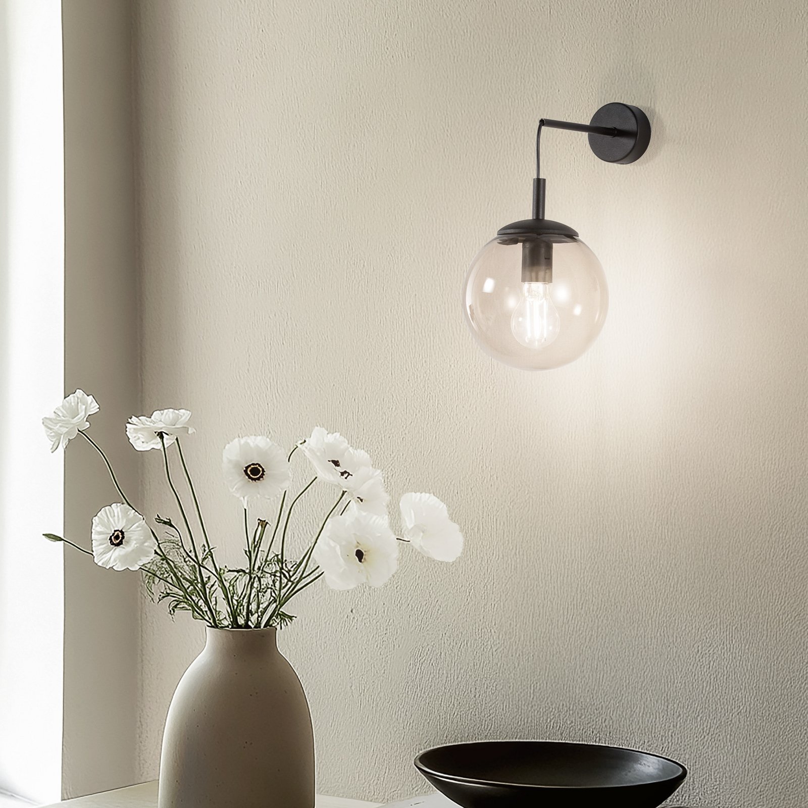 Esme sienas lampa, dzintara krāsā, augstums 45 cm, stikls, E27