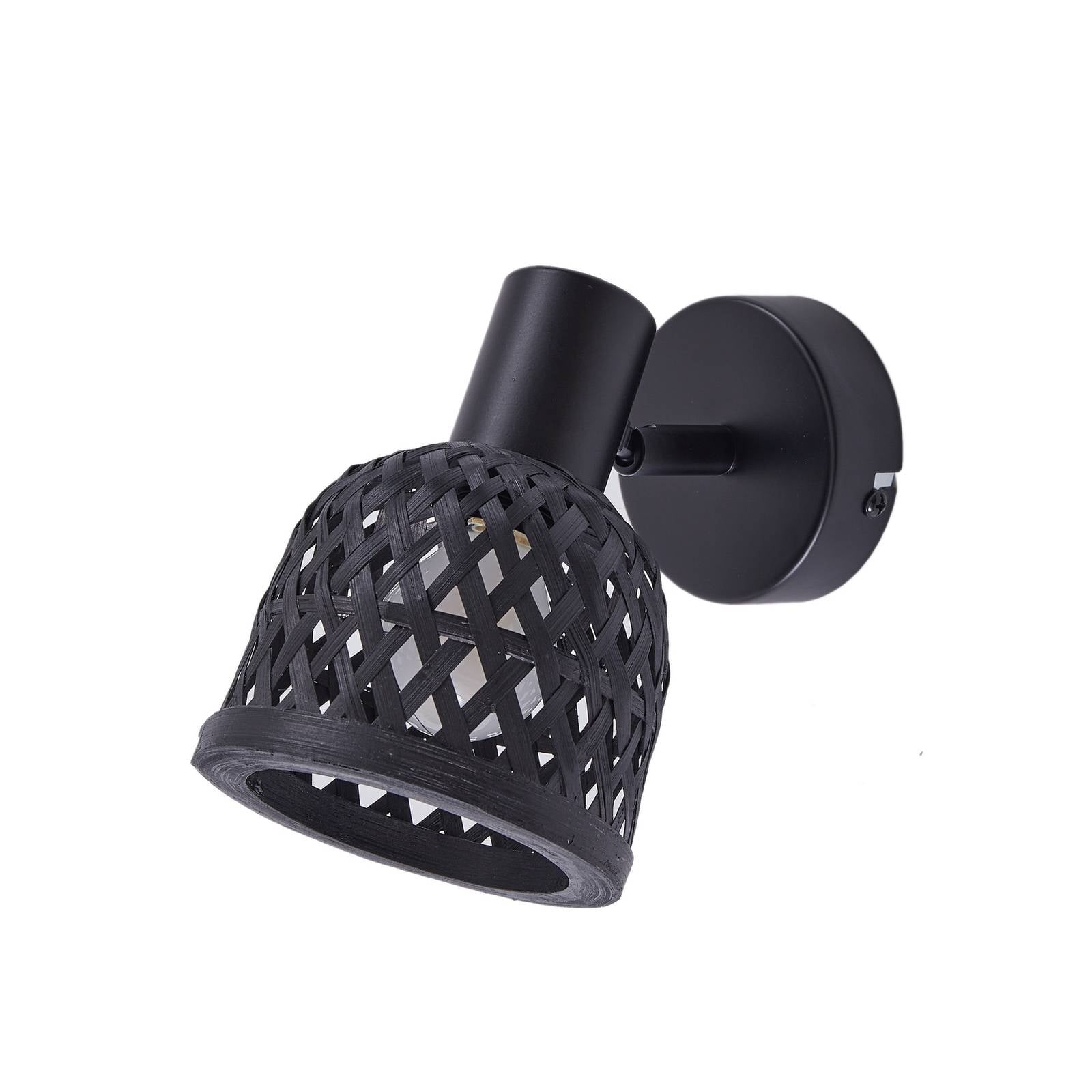 Lindby Wandleuchte Eskil, Ø 10 cm, schwarz, Bambus