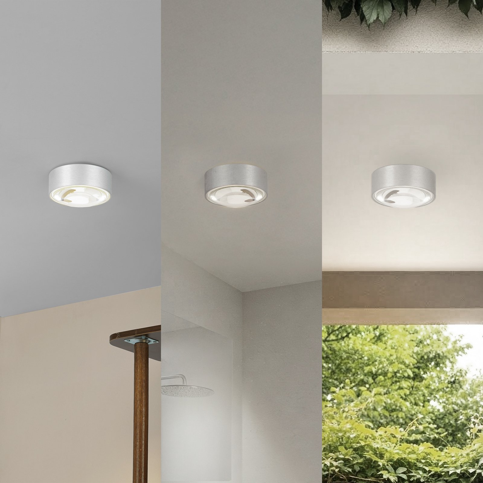 Lindby LED-Downlight Siaka, pilka, metalas, Ø 5 cm, IP65