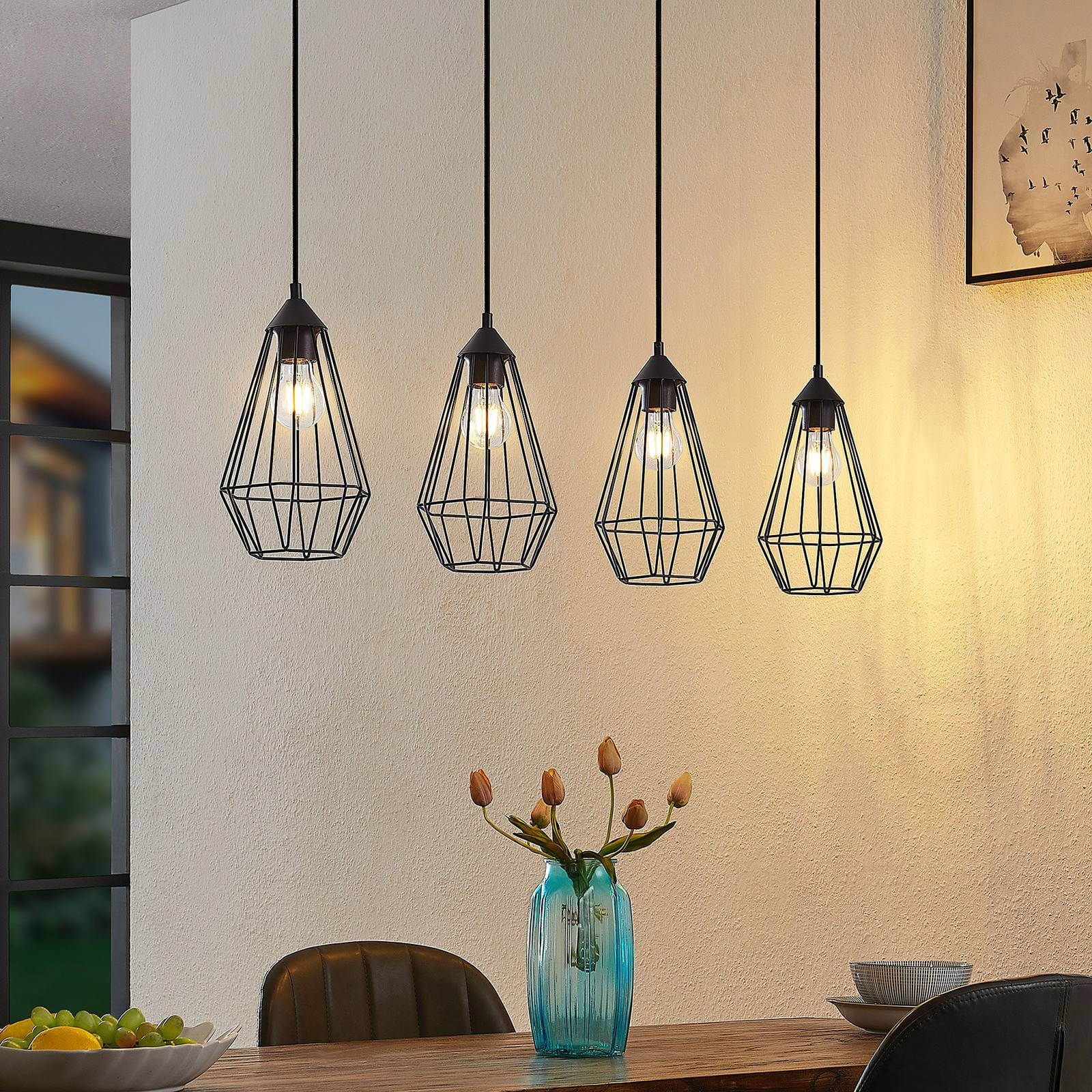 Lindby Elainy hanglamp met kooikappen 4-lamps