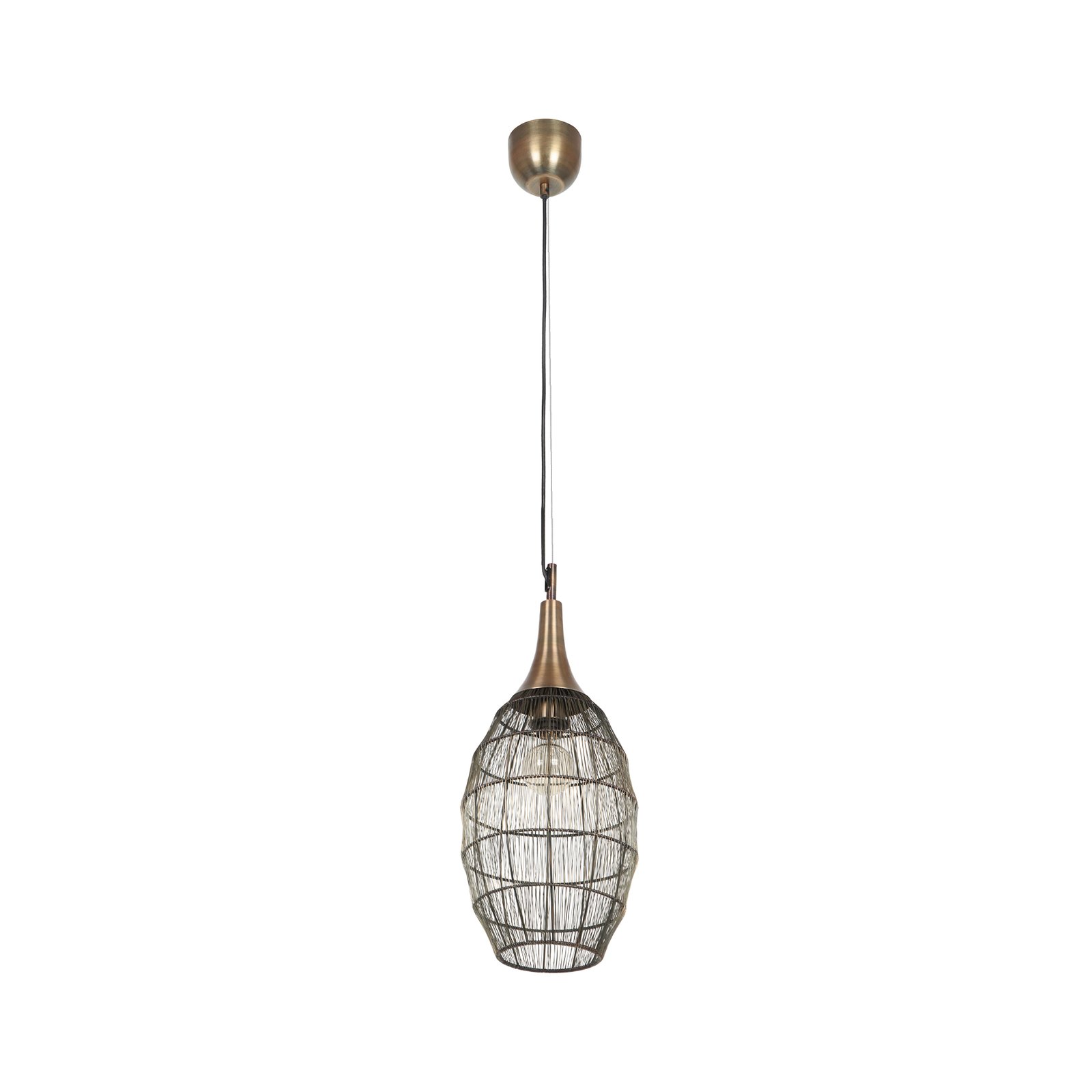 Luminária suspensa Soraya, 1 lâmpada, oval, metal, latão antigo