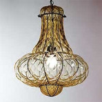 Handmade hanging light DOGE, amber