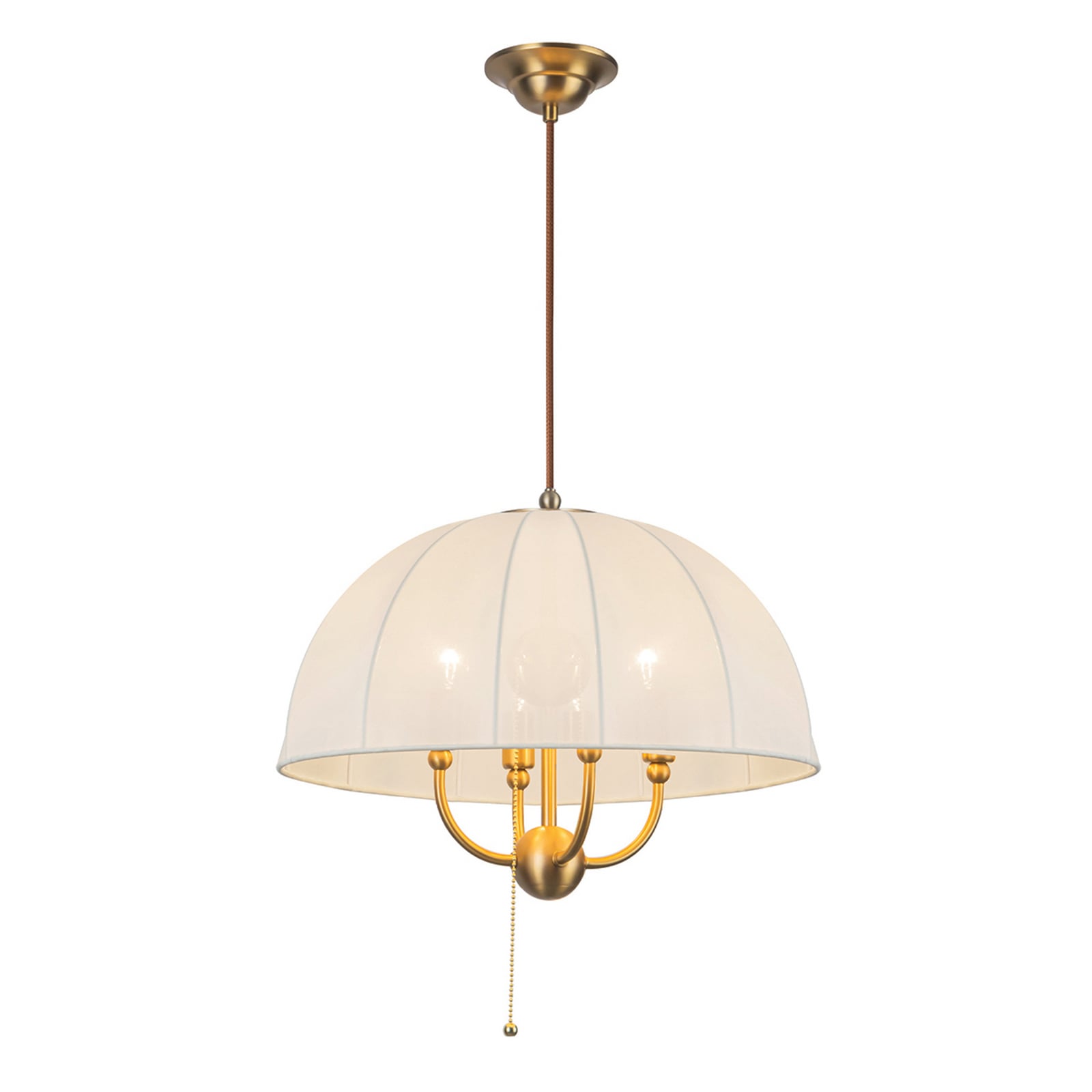 Hängelampe Crosby, beige/gold, Ø 46 cm Textil/Metall 4 x E14