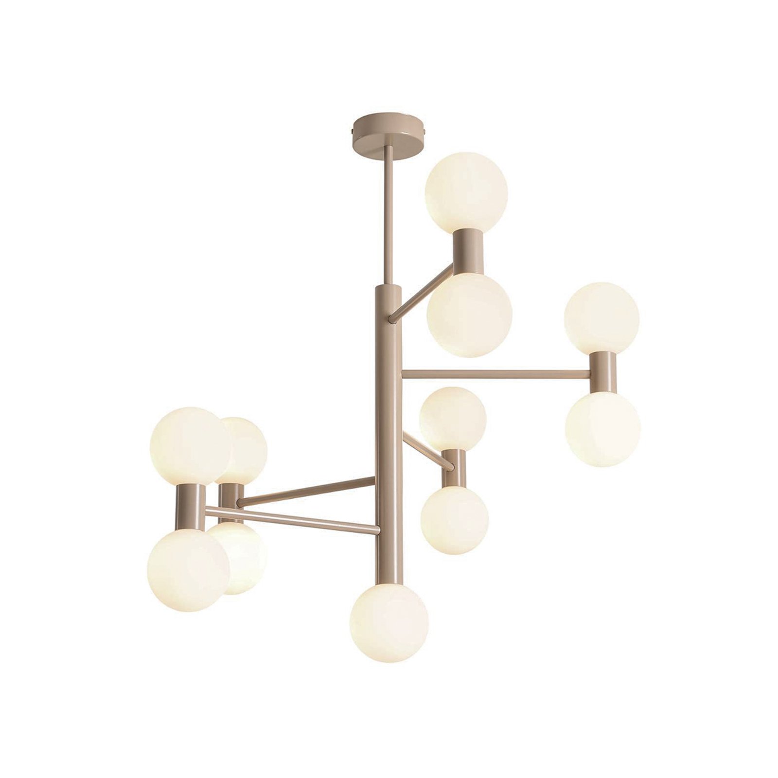 Flare 11 ceiling light, beige, 11-bulb, glass, metal