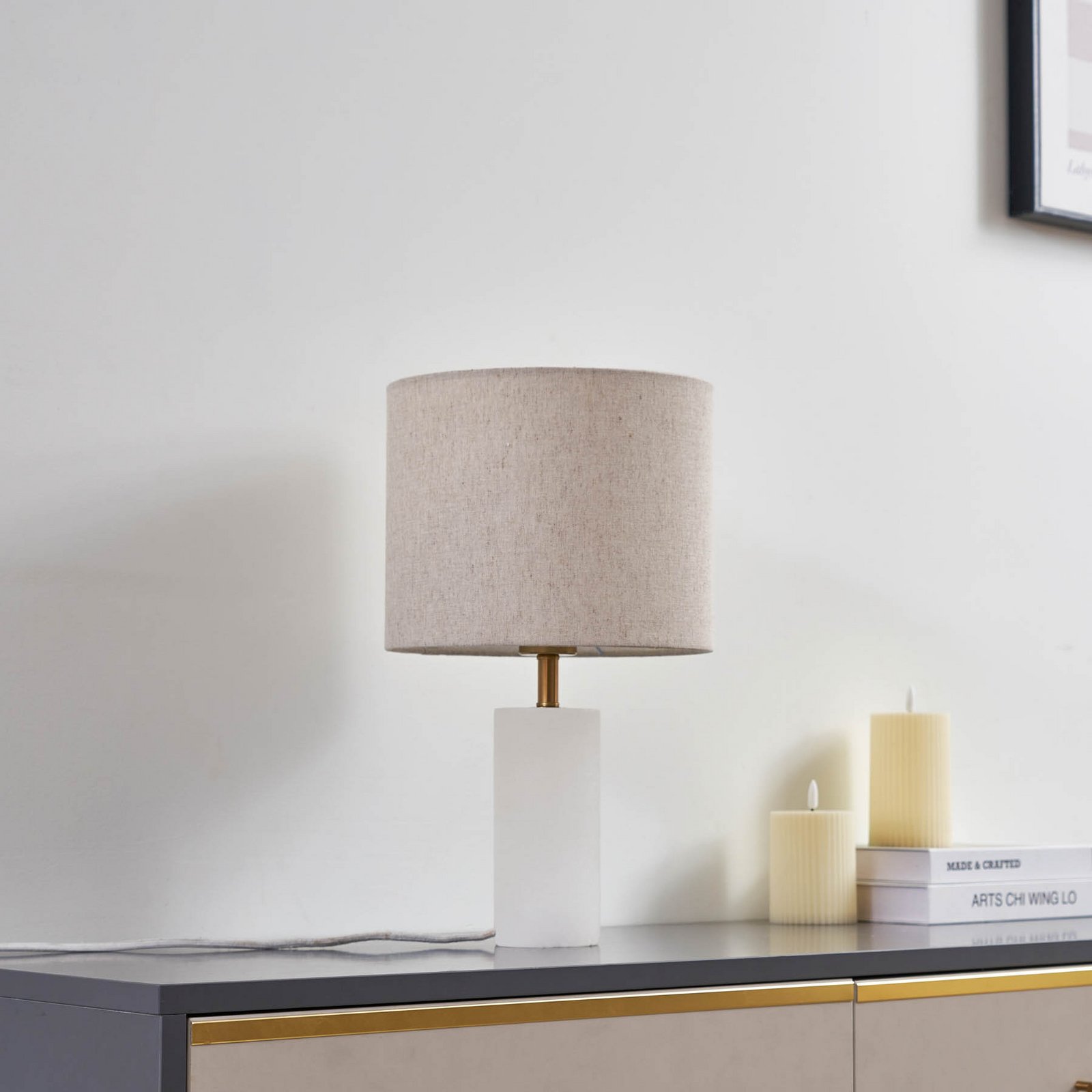 Alabastrová stolová lampa Ø 25 cm mramor E27 - Lindby