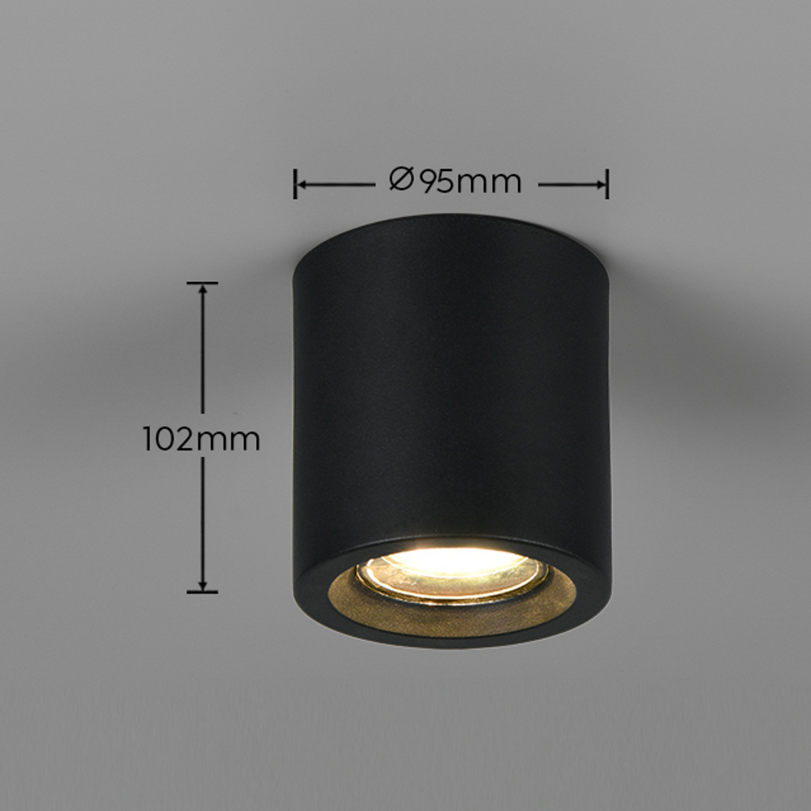 Laelamp Biscotto, mattmust, Ø 9,5 cm, metall, IP44 Laelamp Biscotto, mattmust, Ø 9,5 cm, metall, IP44