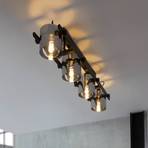 Hornwood 2 ceiling light, length 111 cm, black, 4-bulb.