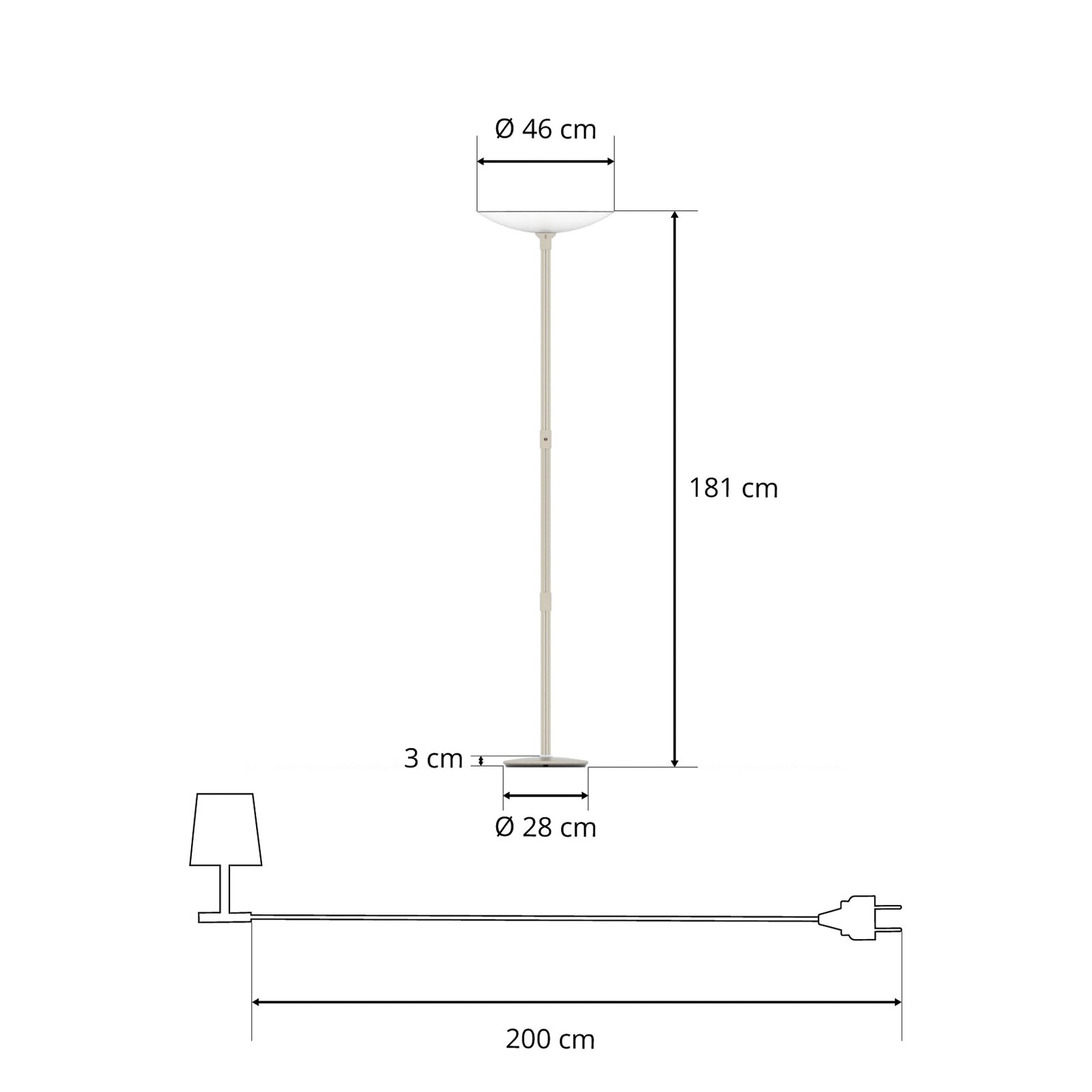 Rothfels Trinessa lampadaire à éclairage indirect LED, nickel