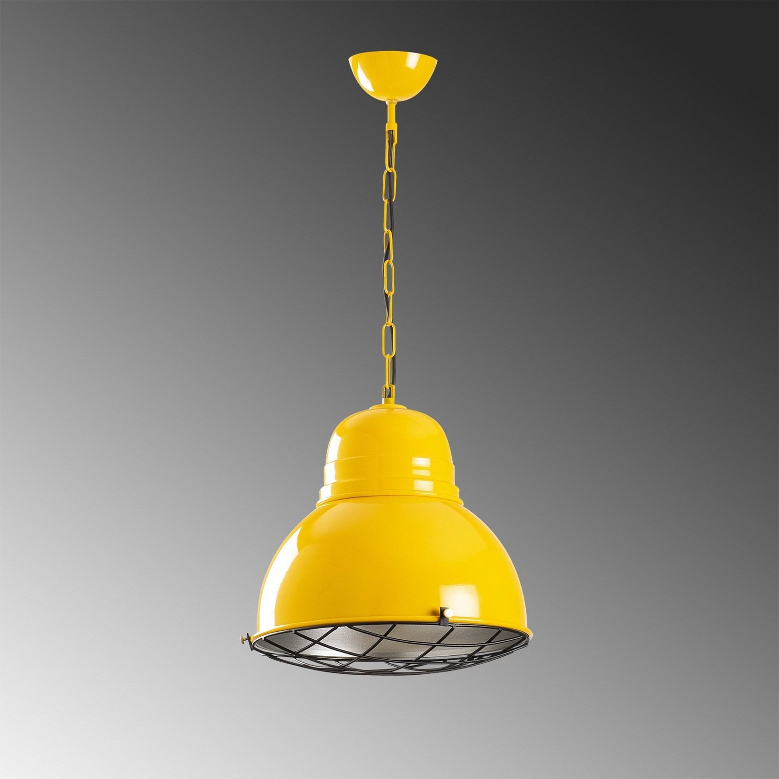 Lampa wisząca Saglam 3729, żółta, żelazo, Ø 32 cm