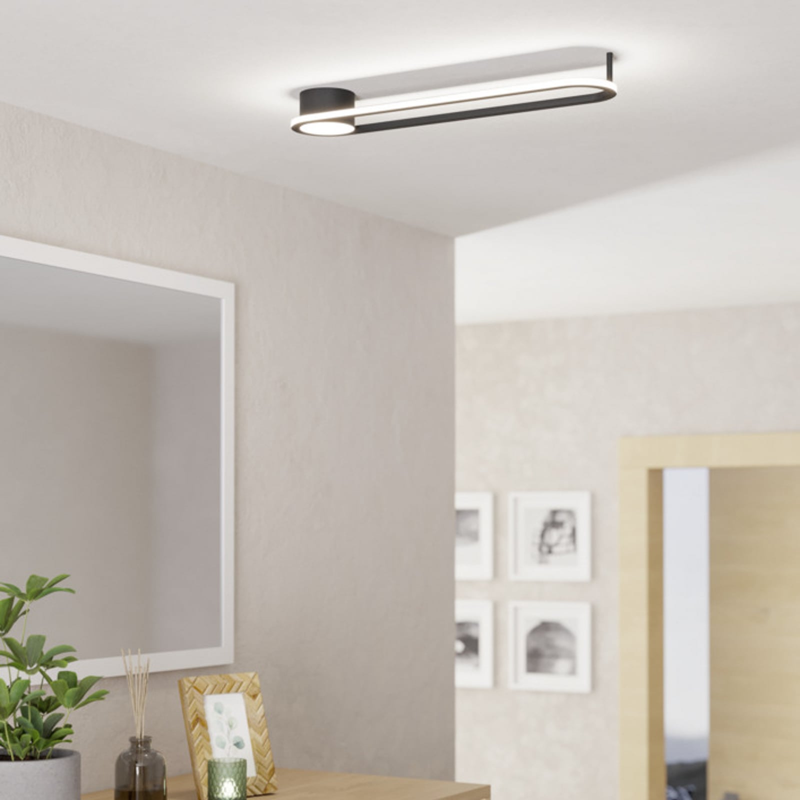 Plafonnier LED EGLO COLLECORVINO, noir, longueur 50 cm, CCT Plafonnier LED EGLO COLLECORVINO, noir, longueur 50 cm, CCT