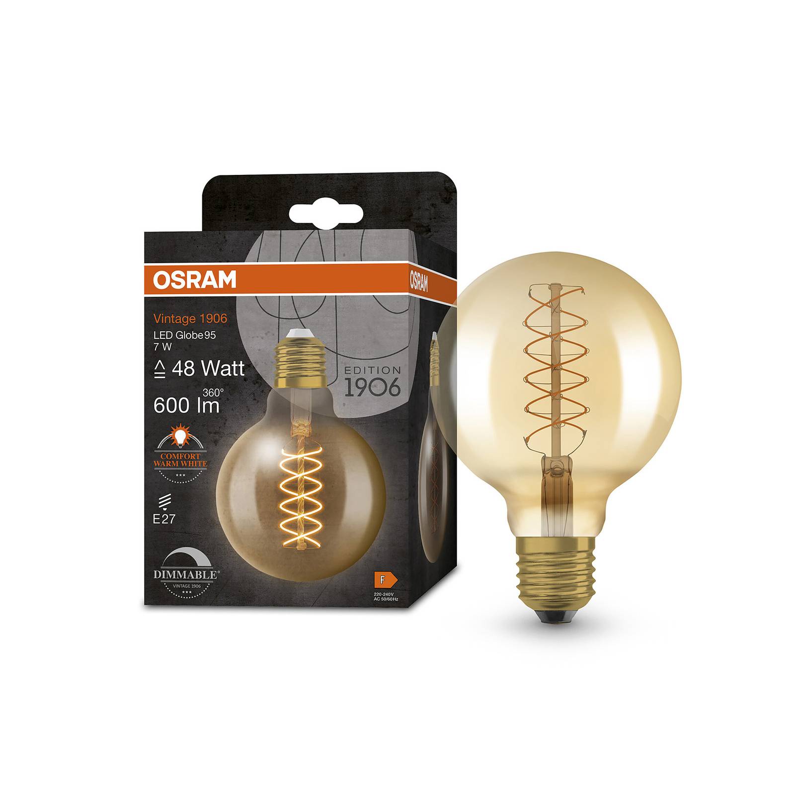 OSRAM Vintage 1906 globe LED G95 E27 7W złoty