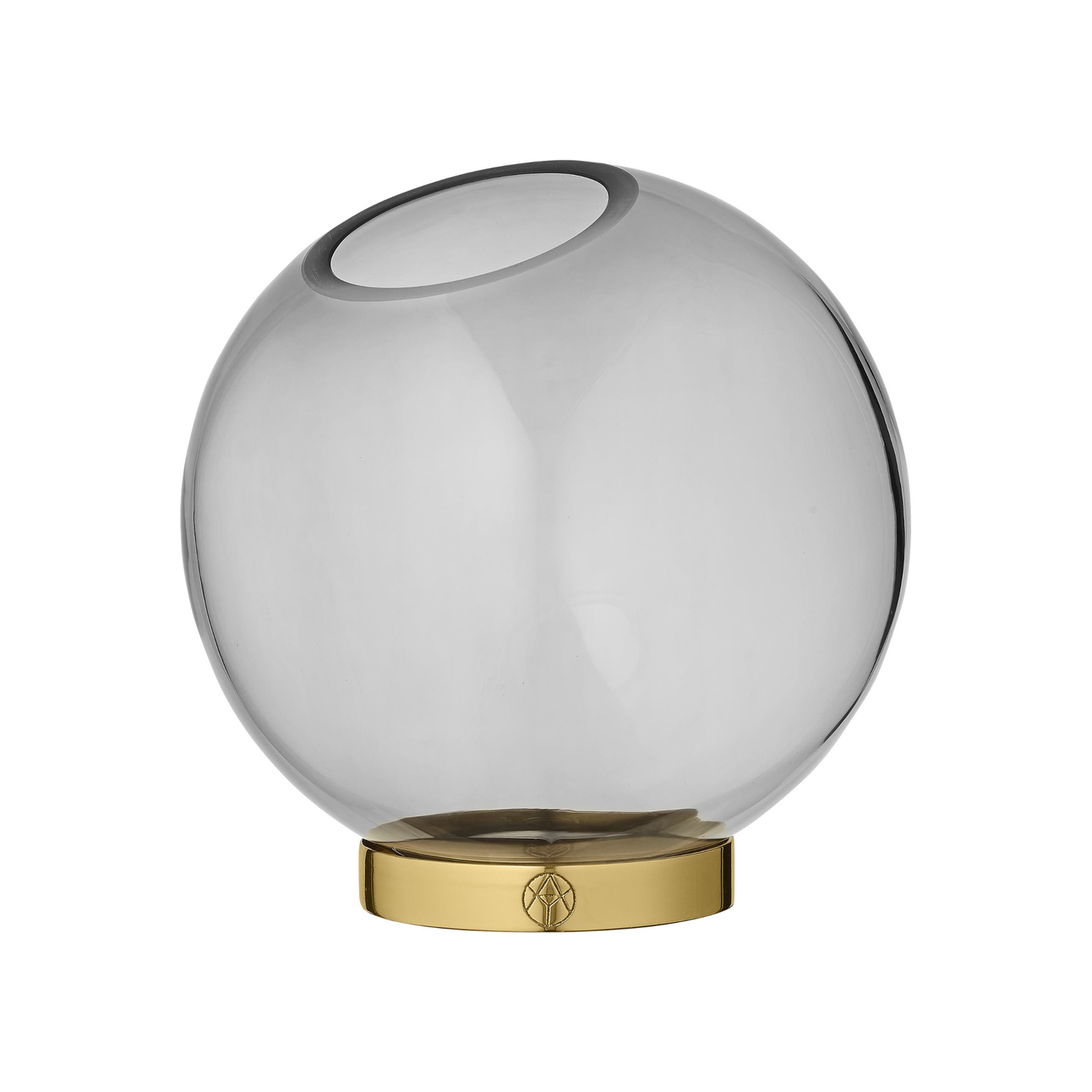 Vaso AYTM Globe, Ø 17 cm, grigio fumo/oro, vetro, acciaio inossidabile