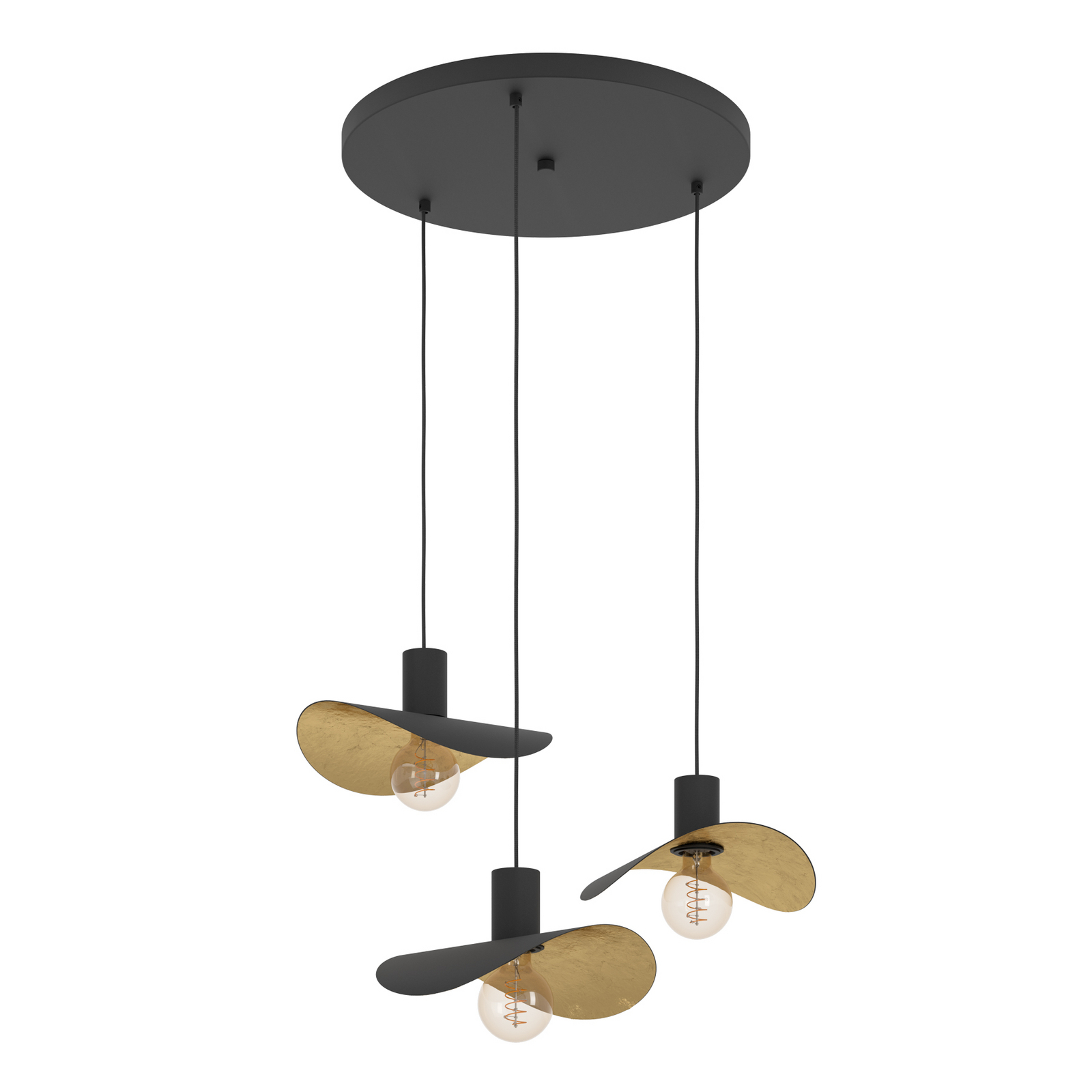 EGLO Stars Of Light Saceda pendant light, 3-bulb, black/gold