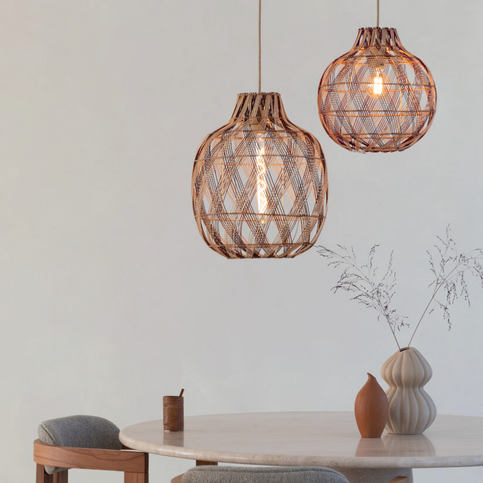 GOOD & MOJO Suspension Mendoza, naturel/rouge, Ø 35 cm, bambou