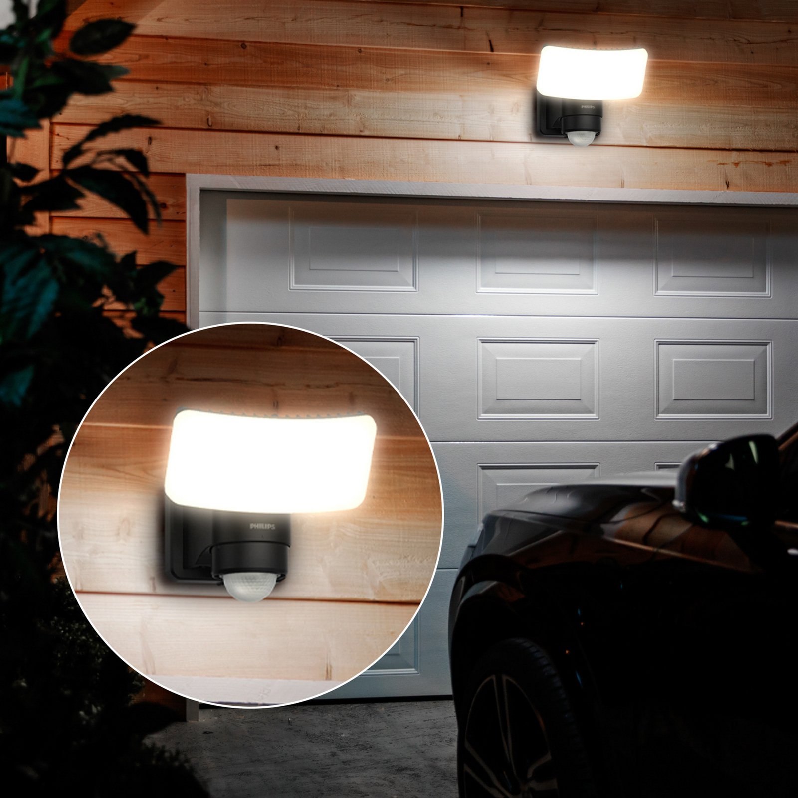Philips LED-Solar-Außenstrahler Tylus, schwarz 5.000K Sensor
