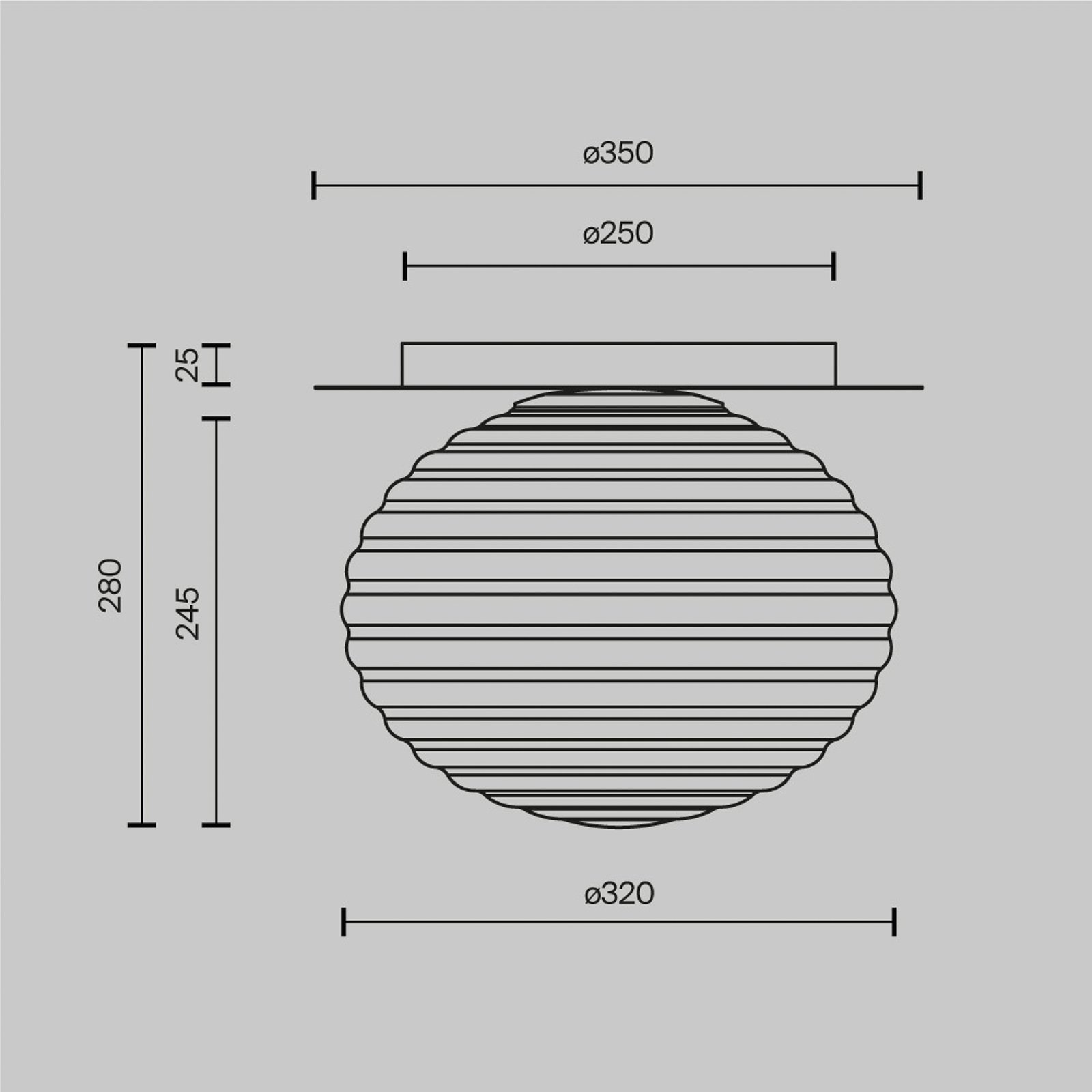 Stropní svítidlo Maytoni Reels, černá / šedá, Ø 35 cm, sklo