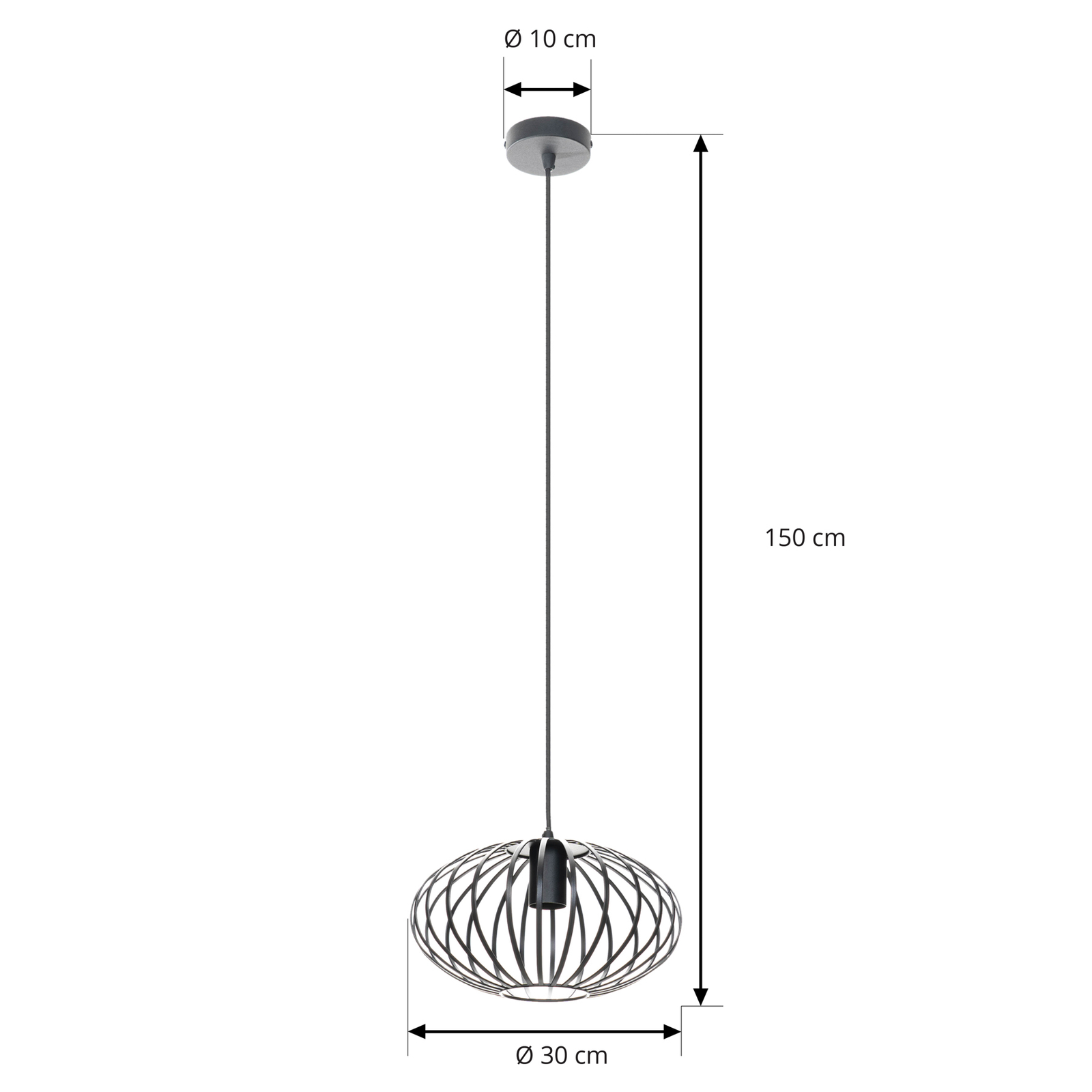 Lindby Maivi pendant light cage black 30 cm