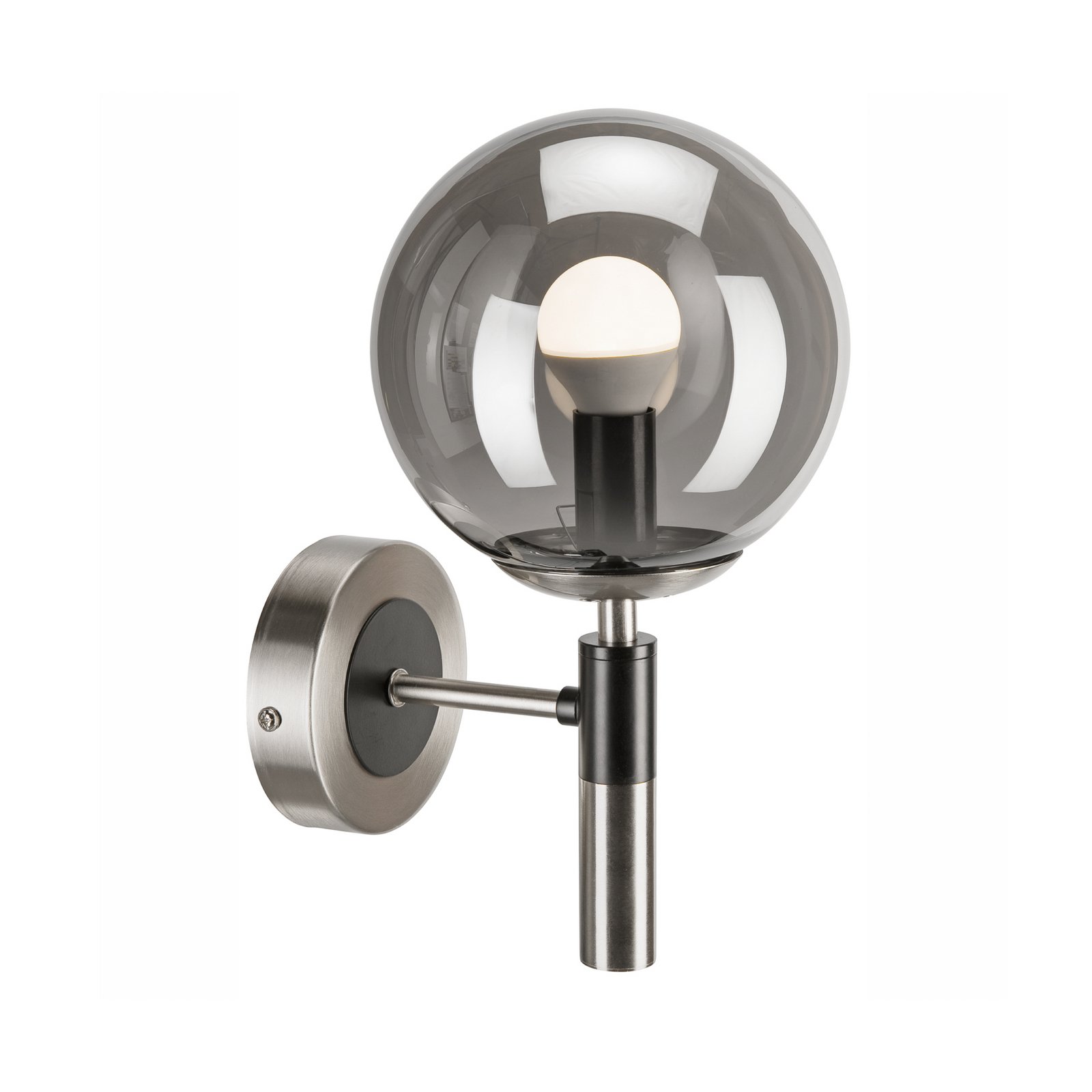 Seinavalgusti Rollo, Ø 15 cm, suitsuhall, klaas/metall