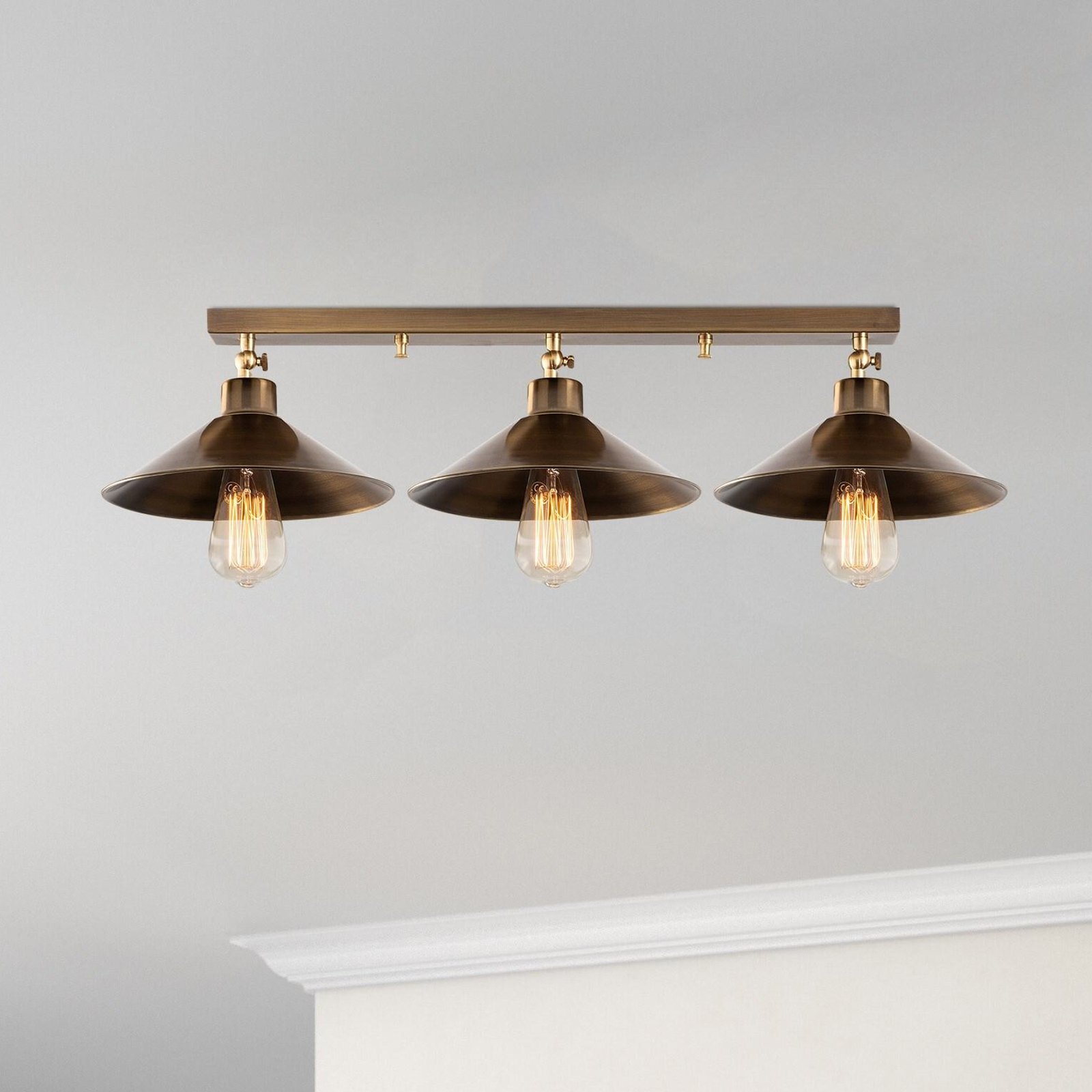 Loftlampe Berceste N-661, guld antik, metal, 3 lyskilder