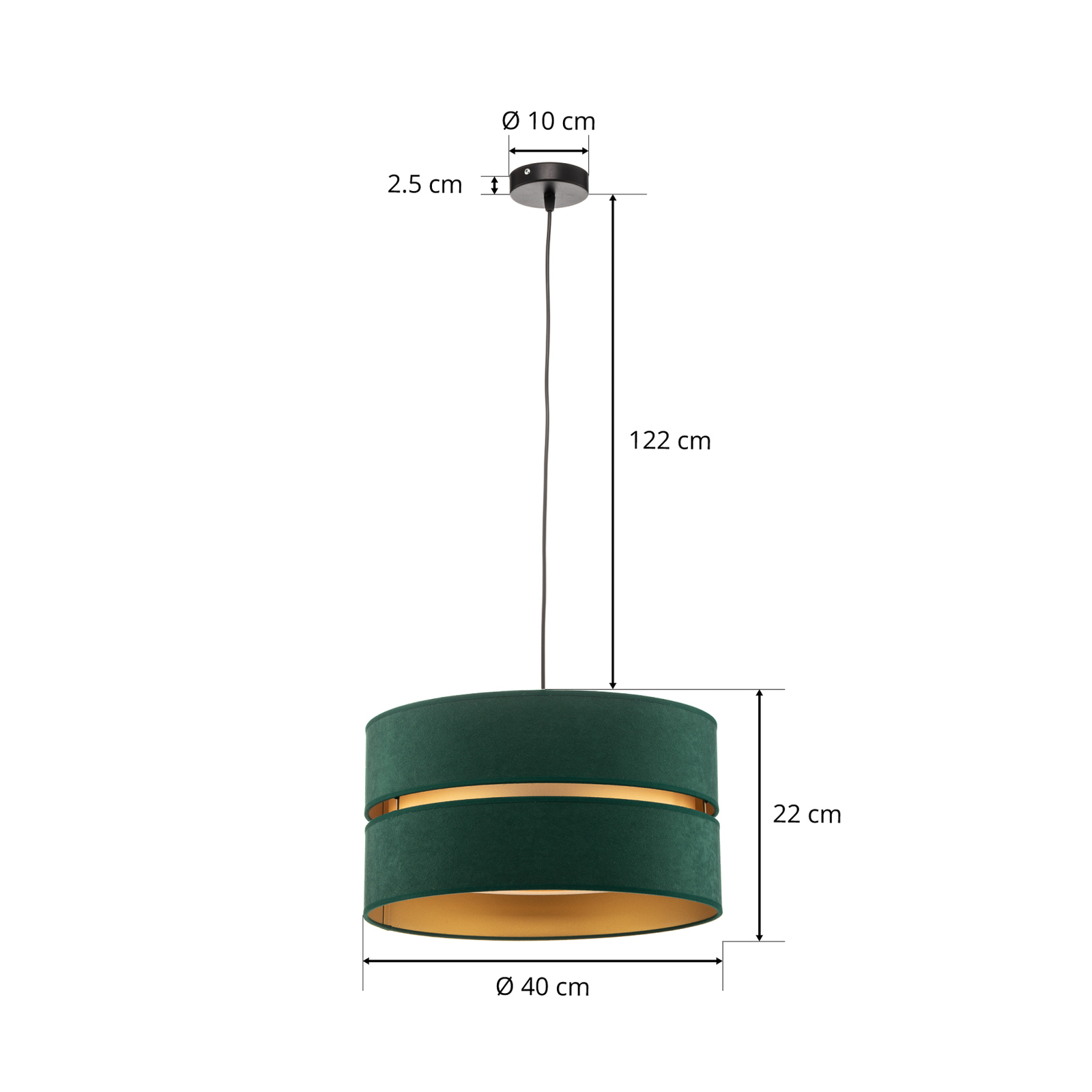 Euluna Duo hanglamp groen/goud Ø40cm 1-lamp