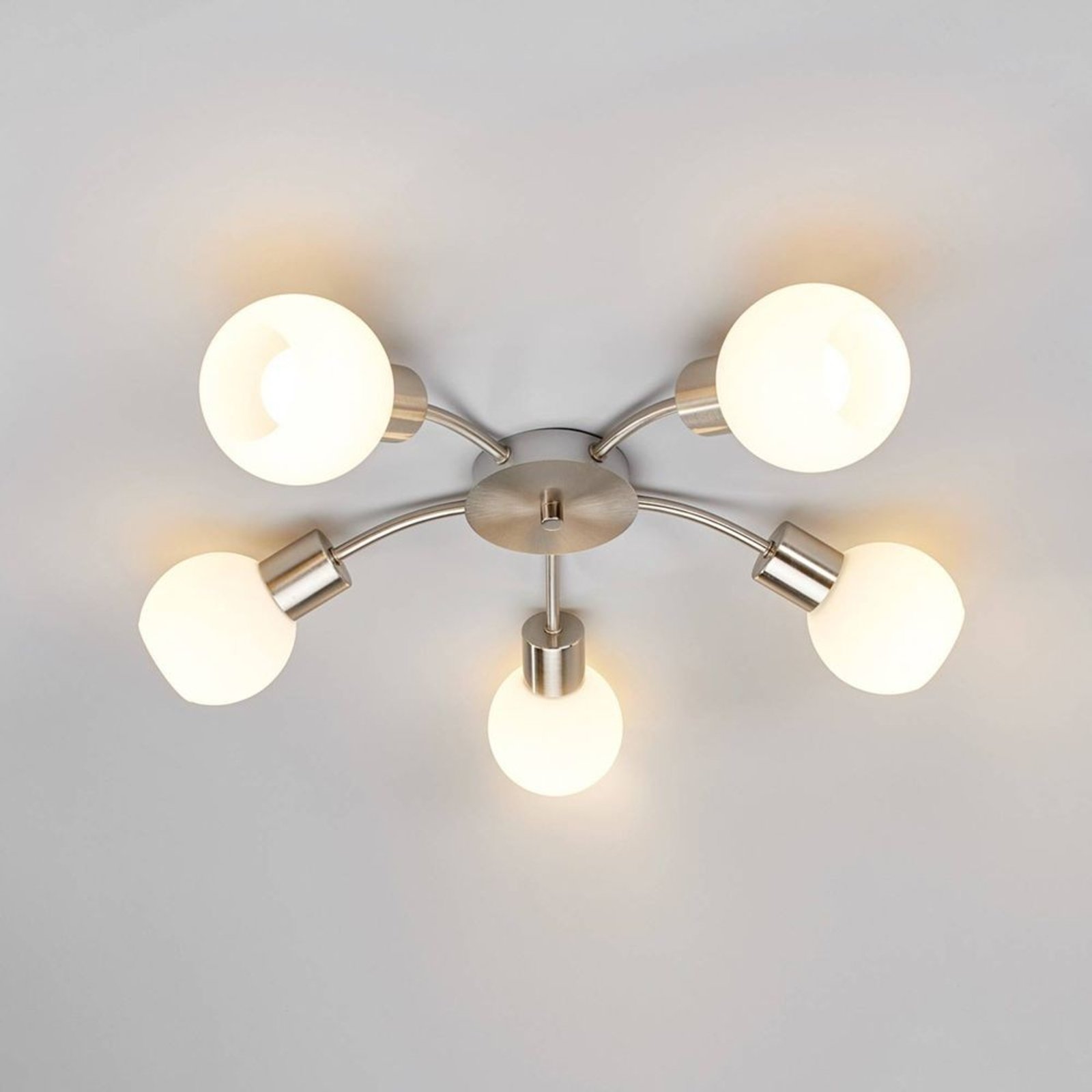 Elaina 5 Taklampe Nickel/Opal - Lindby