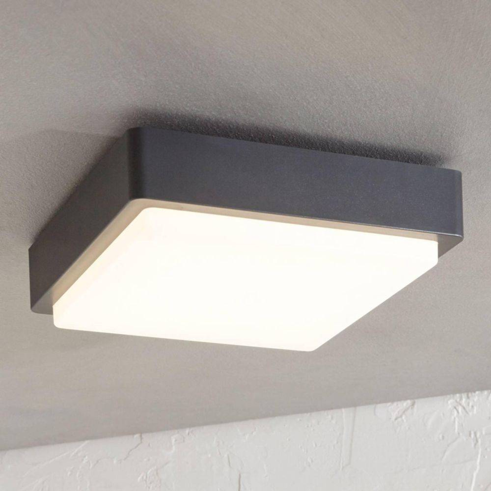 Nermin Square LED Ulko Seinävalaisin IP65 Dark Grey/White - Lindby
