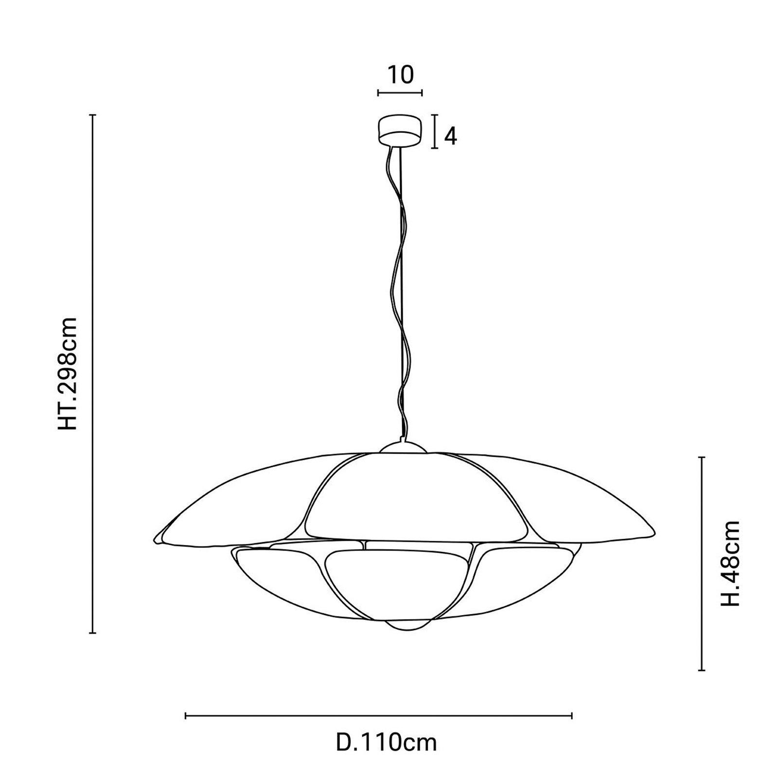 MARKET SET Hängelampe Coquillage, 110 cm cremefarben, Leinen