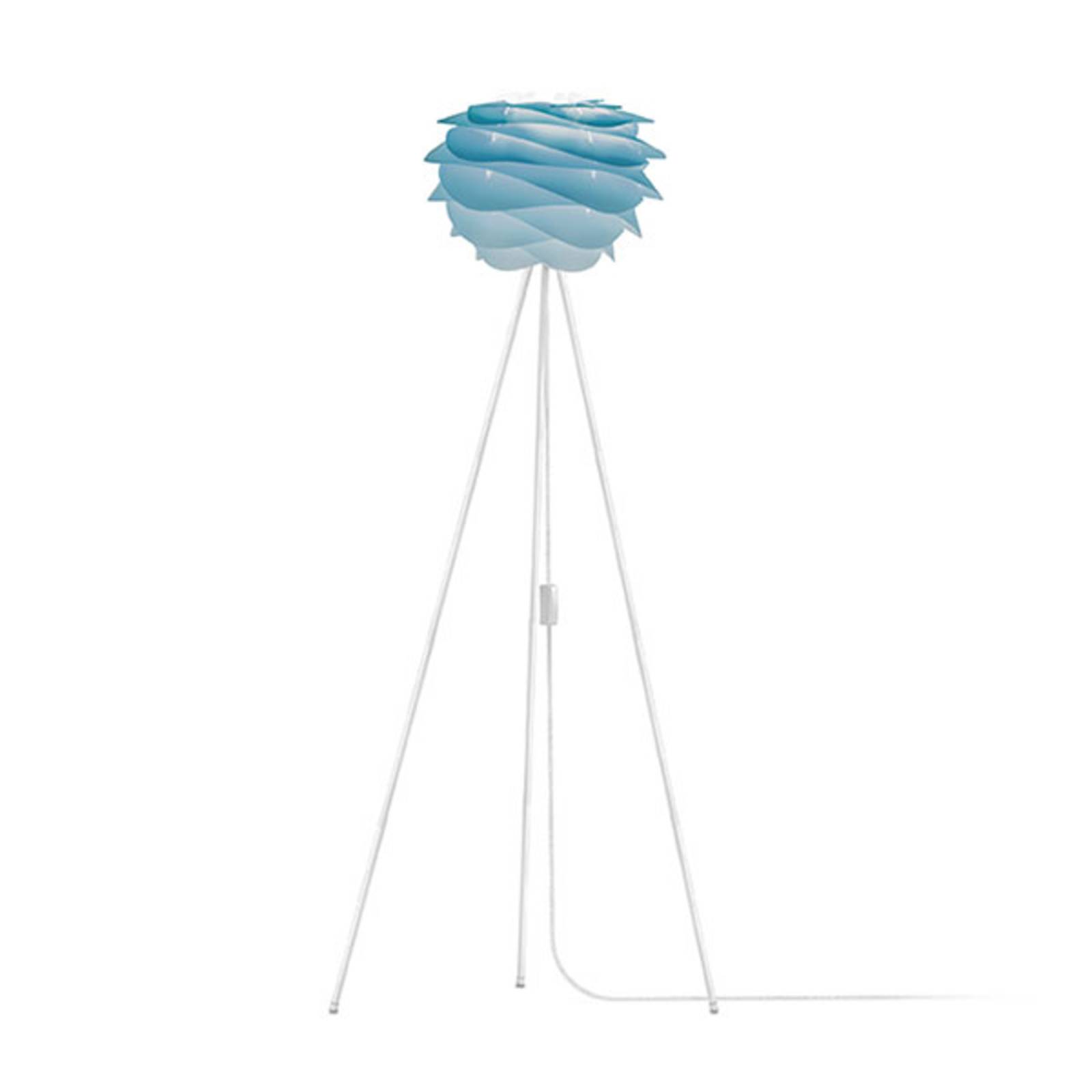 UMAGE Carmina Mini floor lamp blue/tripod white, for Living / Dining Room, plastic, aluminium, E27, 15 W, energy efficiency: A++, H: 131 cm