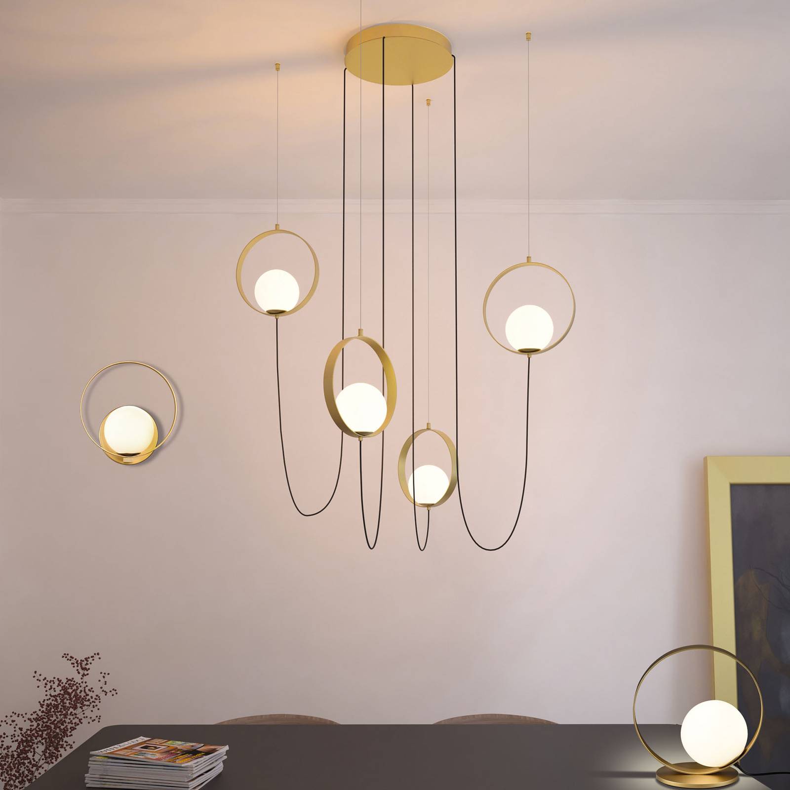LED hanglamp Halo, 4-lamps, decentraal