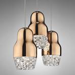 Three-bulb LED hanging lamp Fedora rose gold