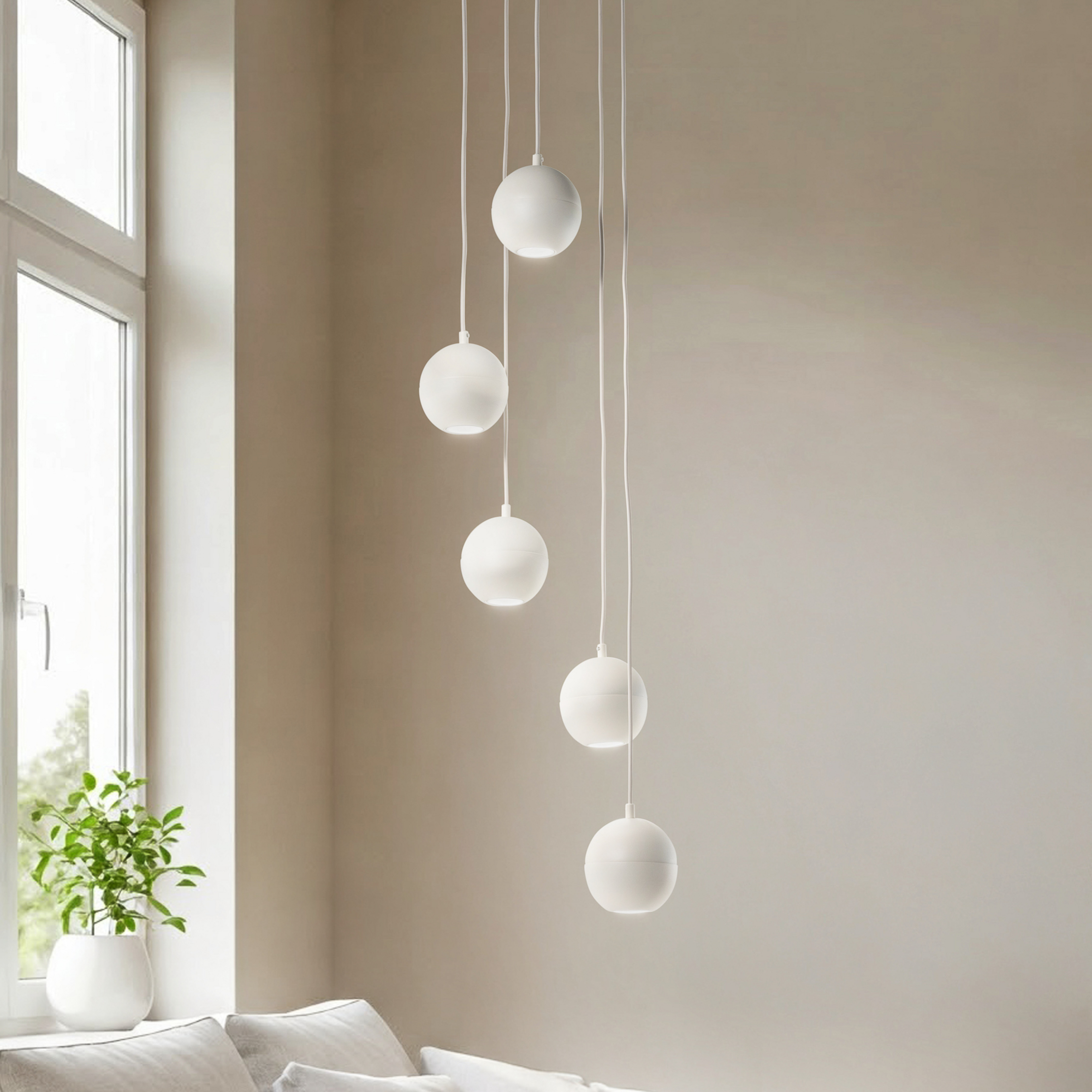 Suspension Midway, 5 lampes, ronde, sable, GU10