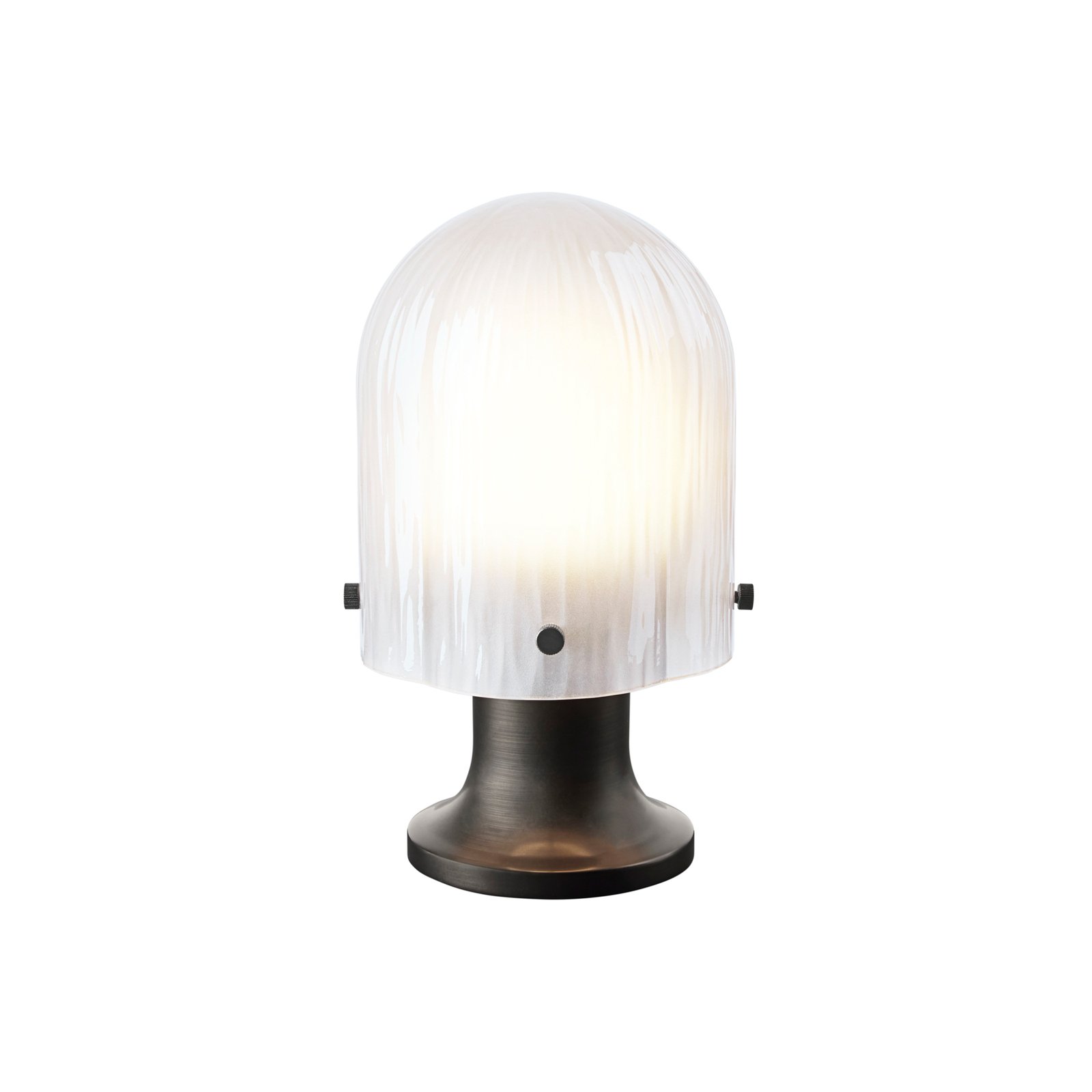 GUBI Seine rechargeable table lamp, IP44, antique brass, frosted glass