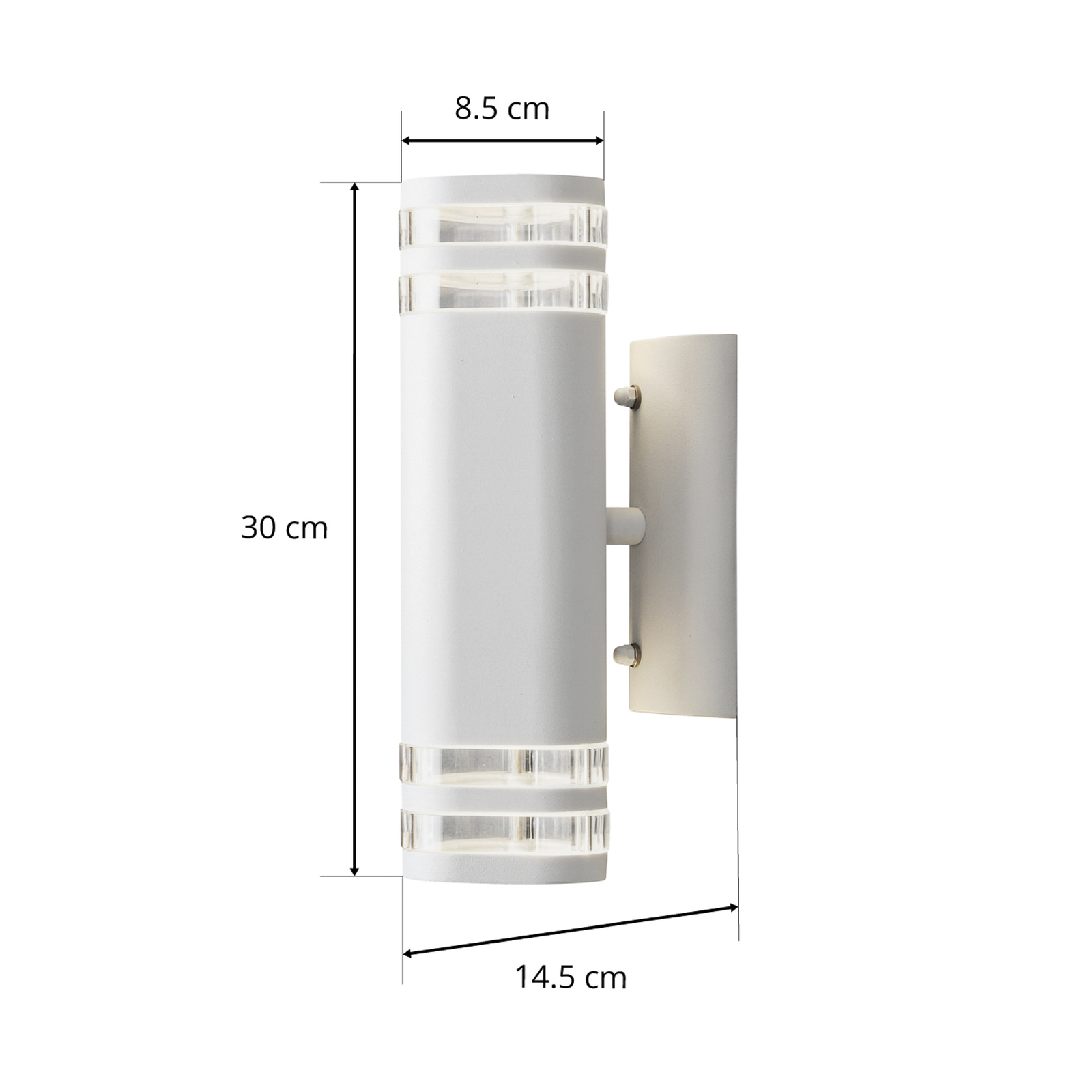 Modena outdoor wall light, 2-bulb, white