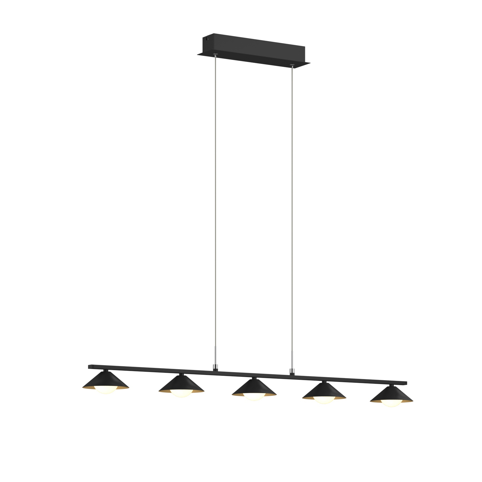 Lucande Kianos suspension LED, noire, à 5 lampes