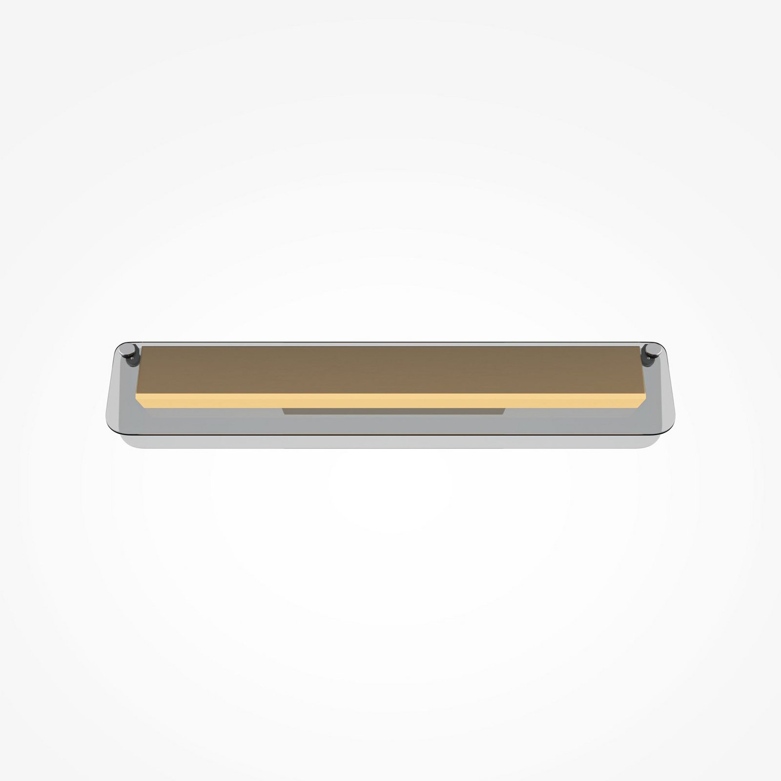 LED-vegglampe FLAT, grå/messing, bredde 43 cm, glass/metall