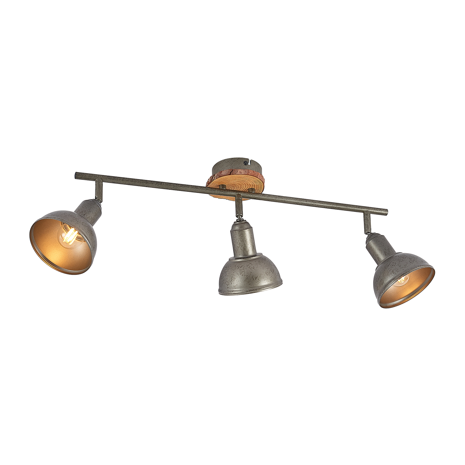 Lindby Nesrin plafondlamp met houtschijf, 3lamps