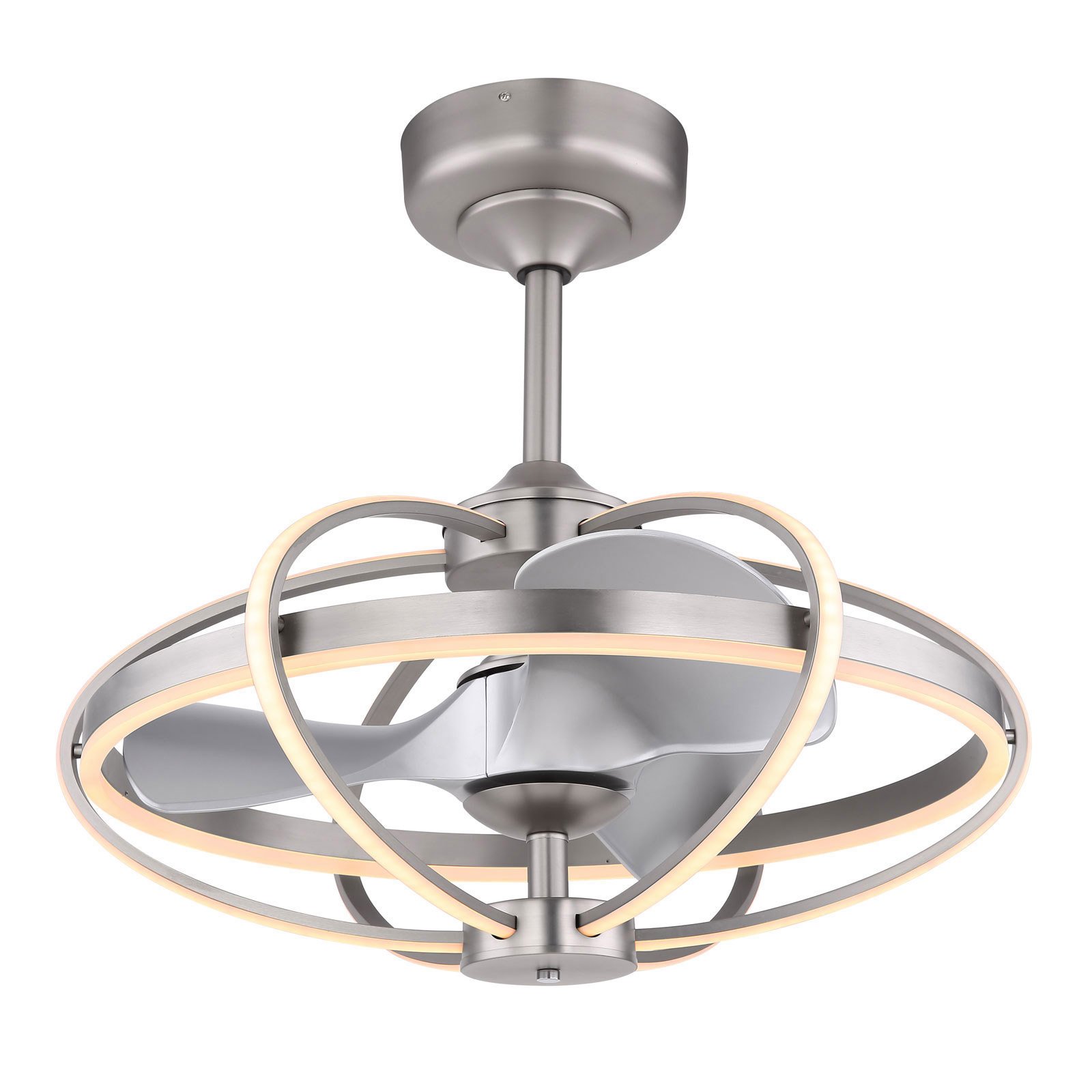 Globo Simona ceiling fan remote control matt nickel, for Living / Dining Room, metal, 106 W, energy efficiency: A+, H: 58 cm
