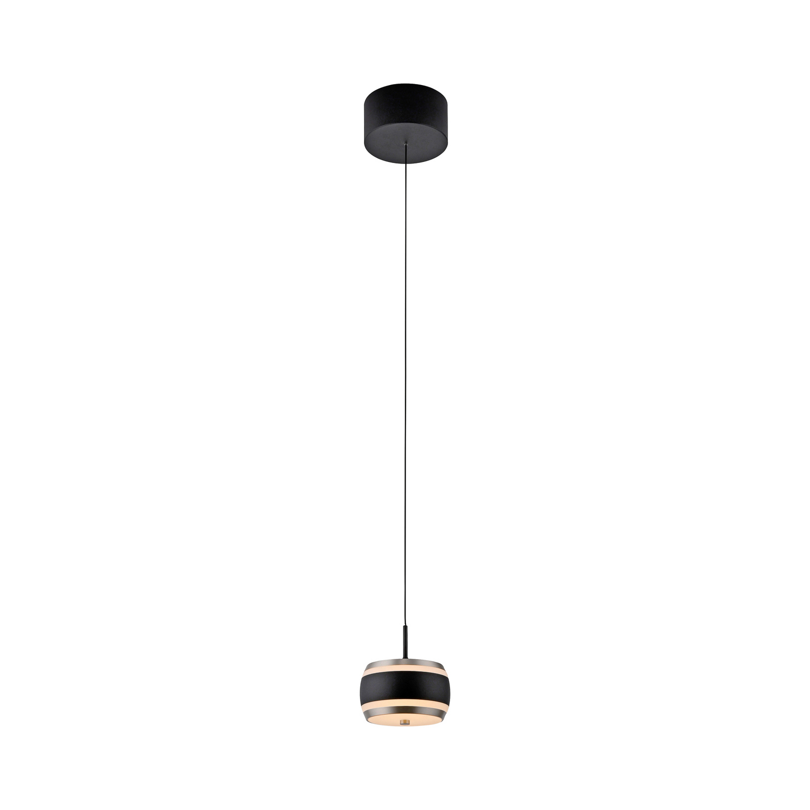 PURE LED-Hängelampe Falling Rings, schwarz, Ø 13 cm, CCT