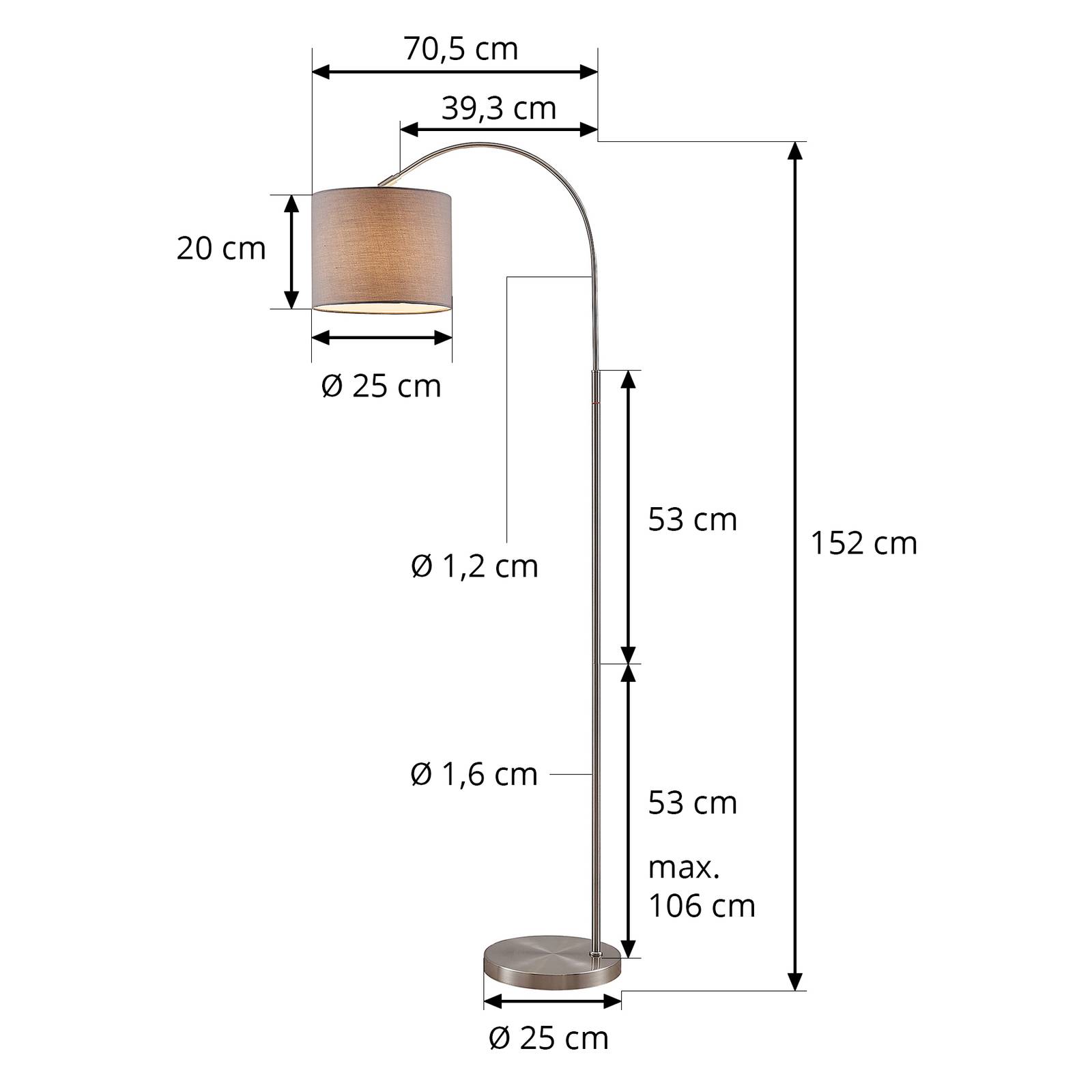 Lindby Keriba lampa stojąca, nikiel/taupe