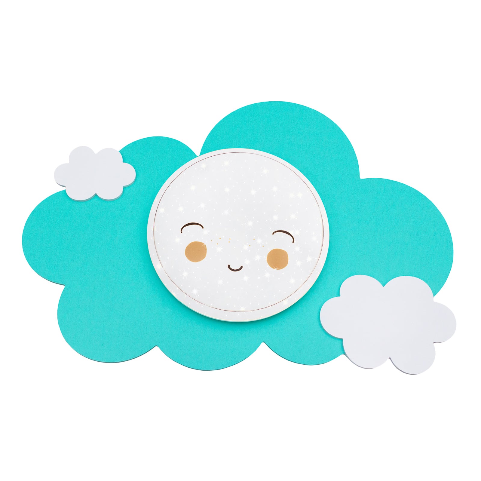Elobra Starlight Smile LED wall light picture cloud, mint, for Children's Room, wood, plastic, 14 W, energy efficiency: A+, W: 75 cm, H: 50 cm