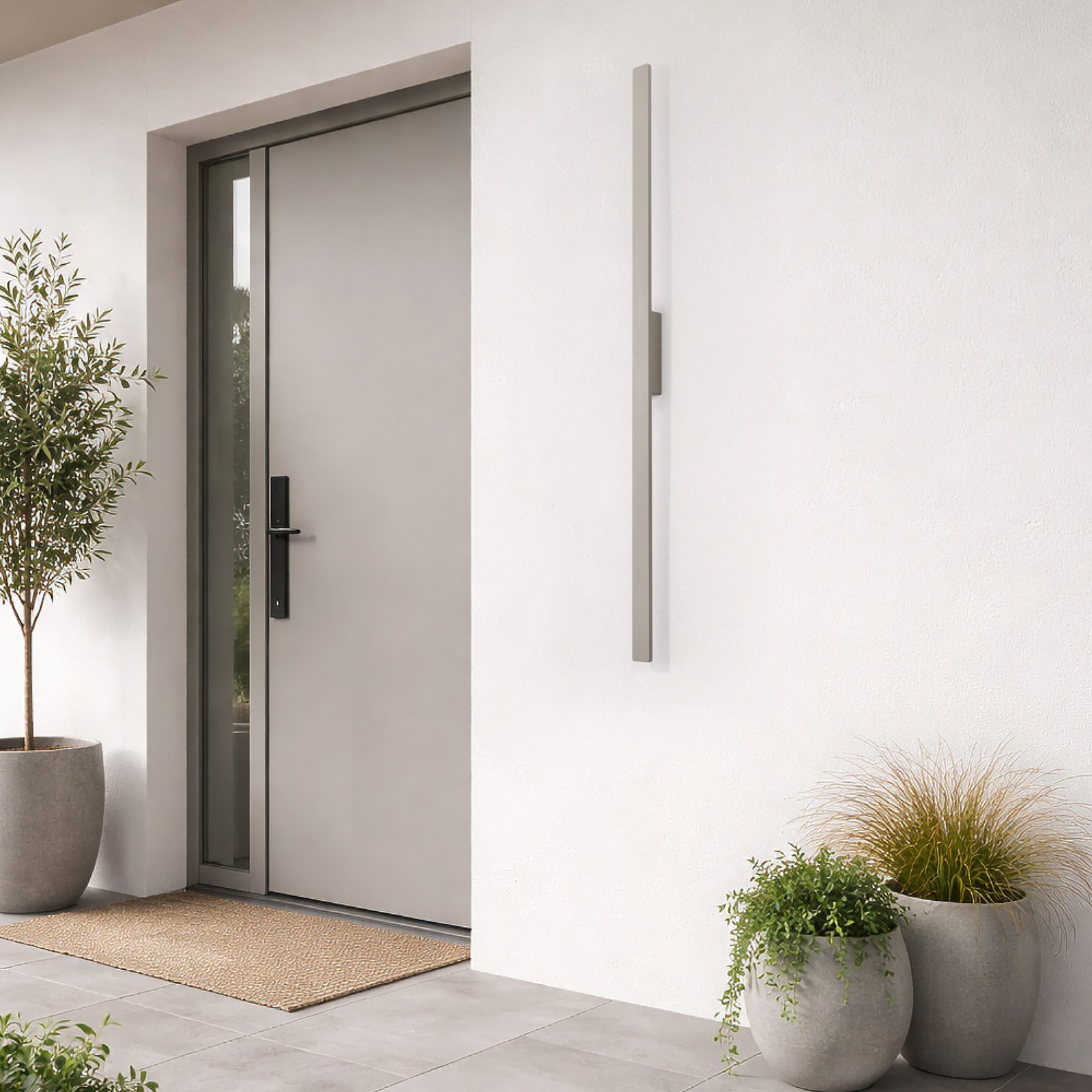 LED-vegglampe Demi L, sand, aluminium, høyde 144 cm, IP54 LED-vegglampe Demi L, sand, aluminium, høyde 144 cm, IP54