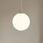 Lindby hanglamp Marike, Ø 30 cm, wit, glas, globe, E27