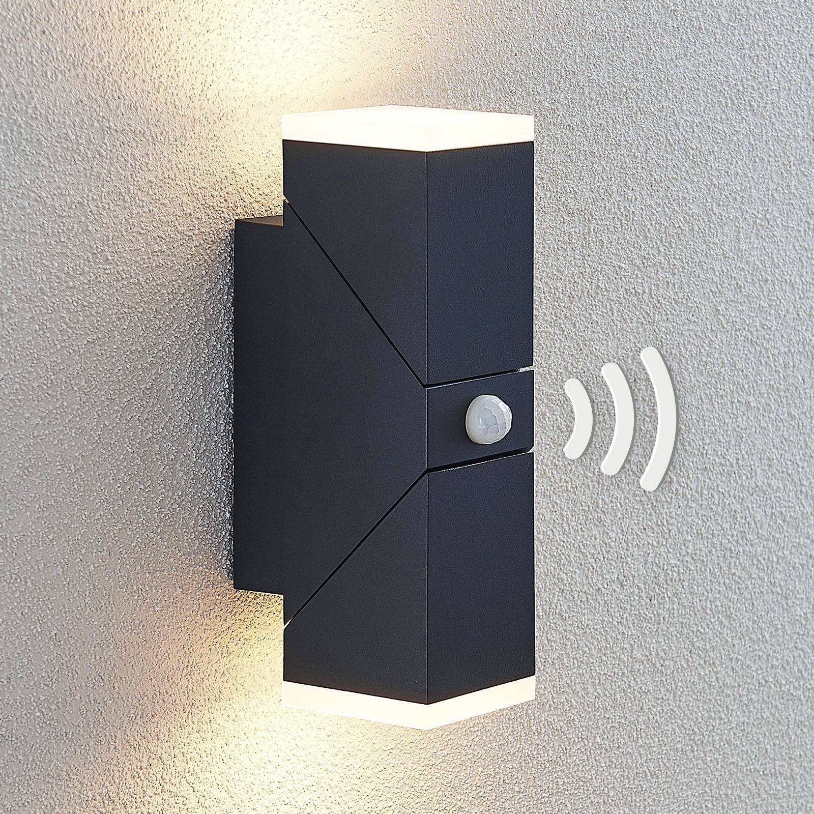 Lindby LED Outdoor Wall Light With Sensor - Modern - Black