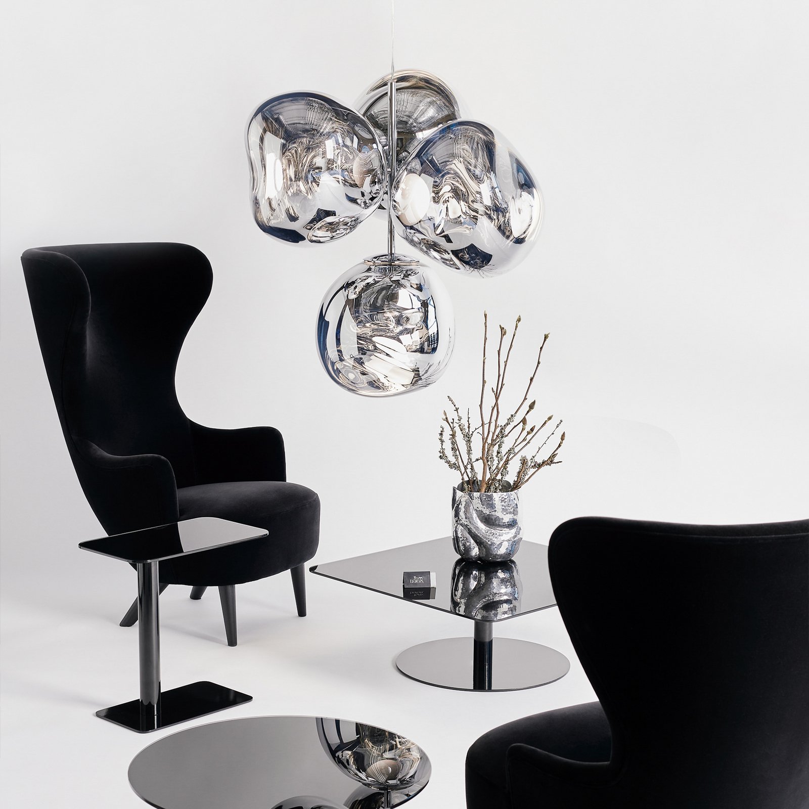 Tom Dixon Lustre LED Melt Chandelier, couleur chrome