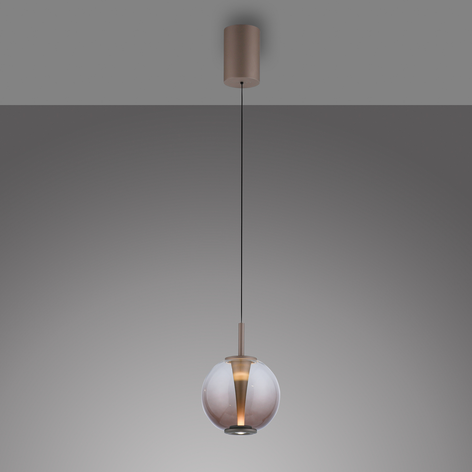 PURE LED-Pendellampe Infinity, bronze/amber, Ø 18 cm, CCT