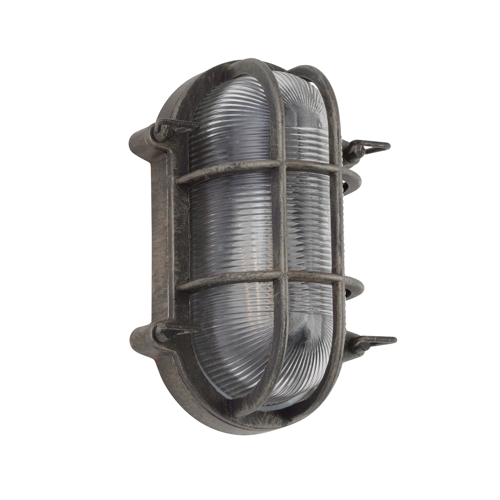 Scheepslamp Porto ovaal, zwart-zilver