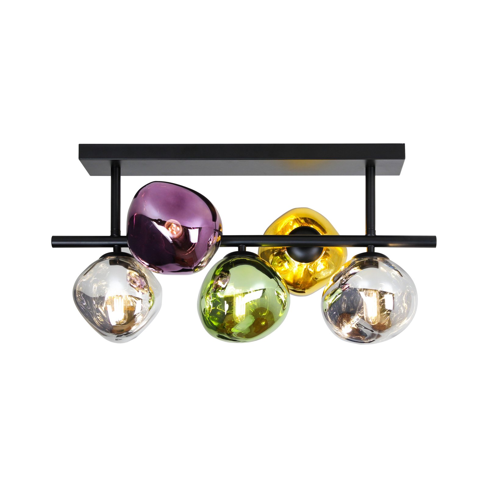 Plafonnier Canopus, multicolore, à 5 lampes, verre, E14