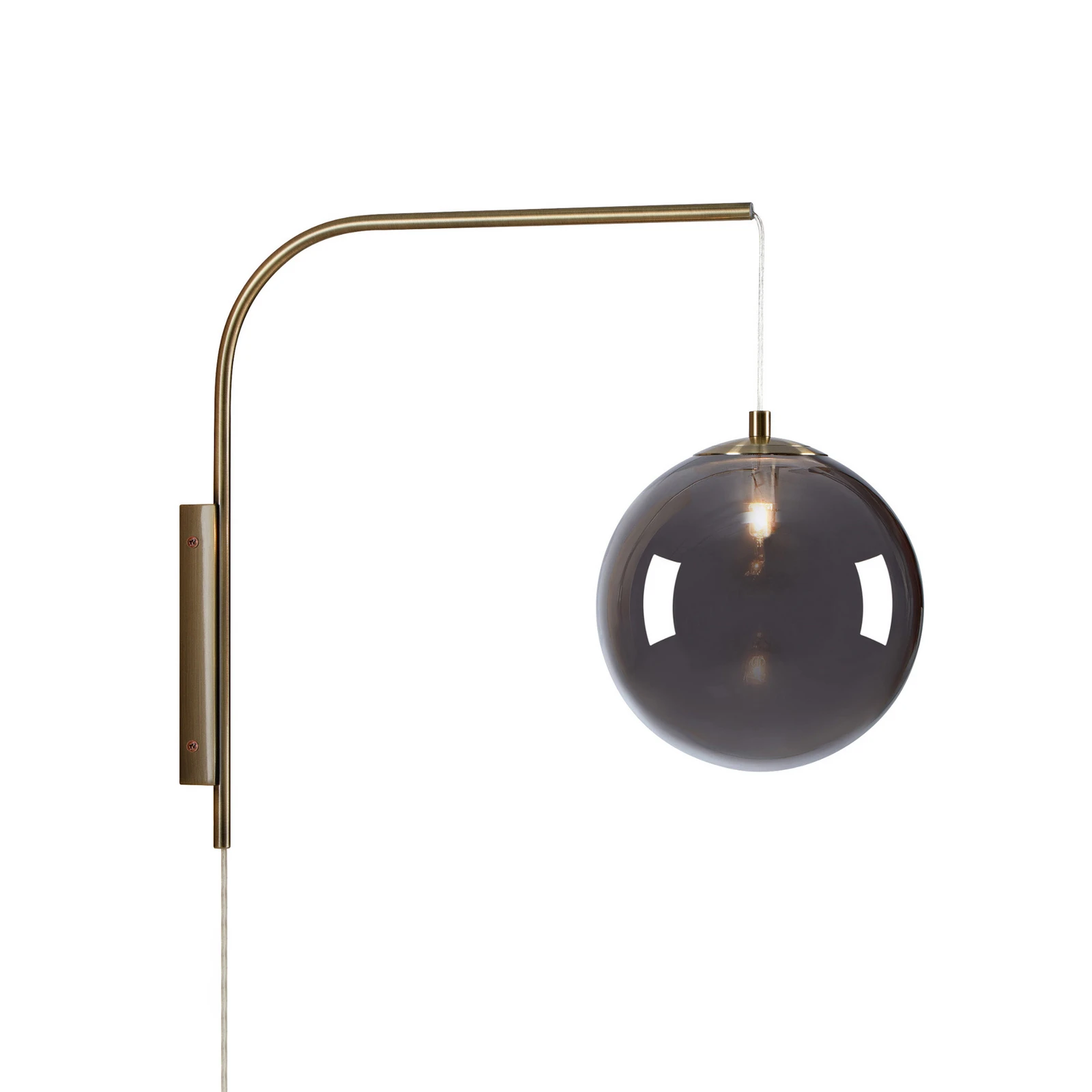Sieninis šviestuvas „Dione“, žalvaris/dūminė pilka, aukštis 40 cm, kištukas