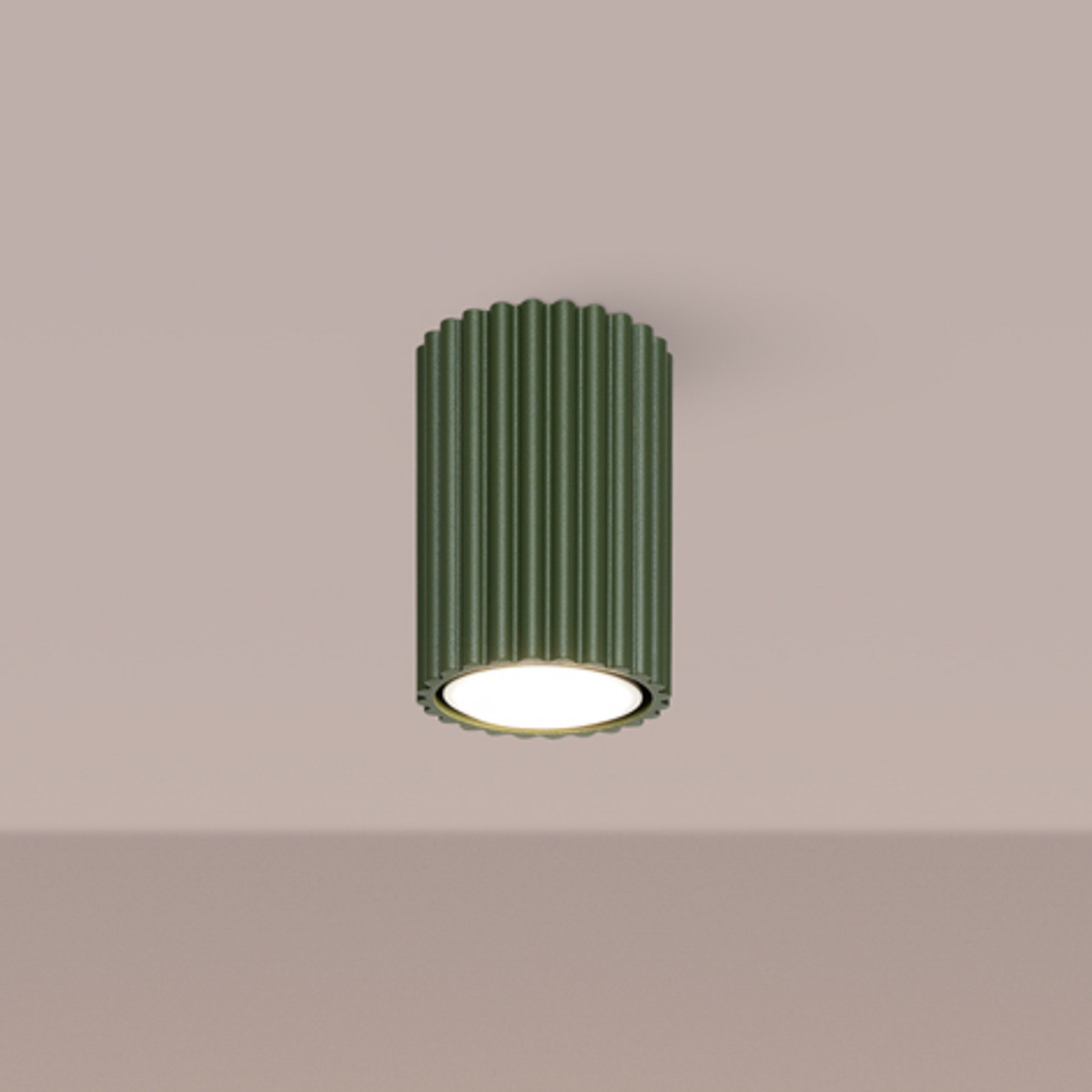 SOLLUX LIGHTING Plafonieră ALORA verde măslin Ø 7 cm metal GU10 - Camera de zi / sufragerie - Aluminiu