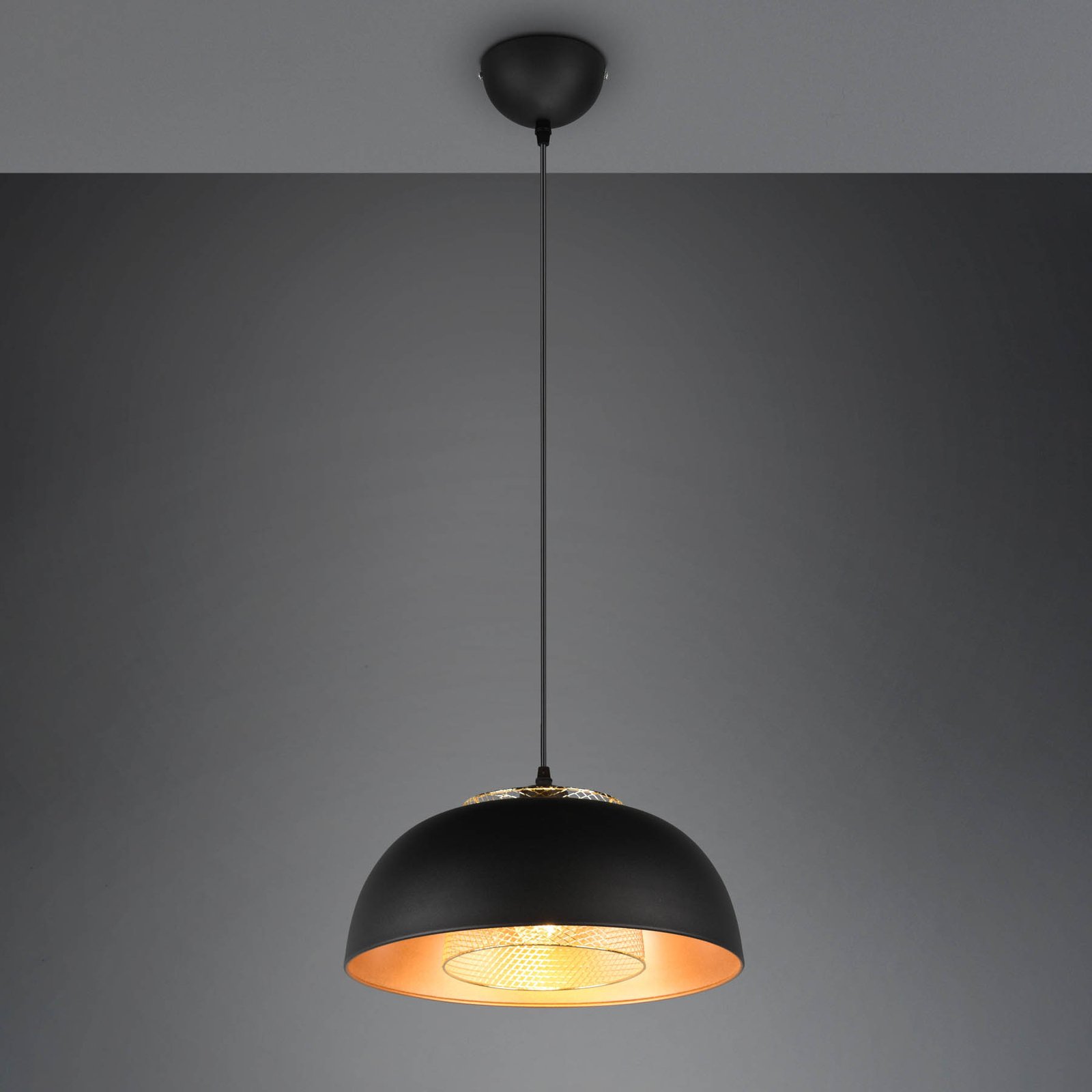 Punch pendant light, black/gold, one-bulb